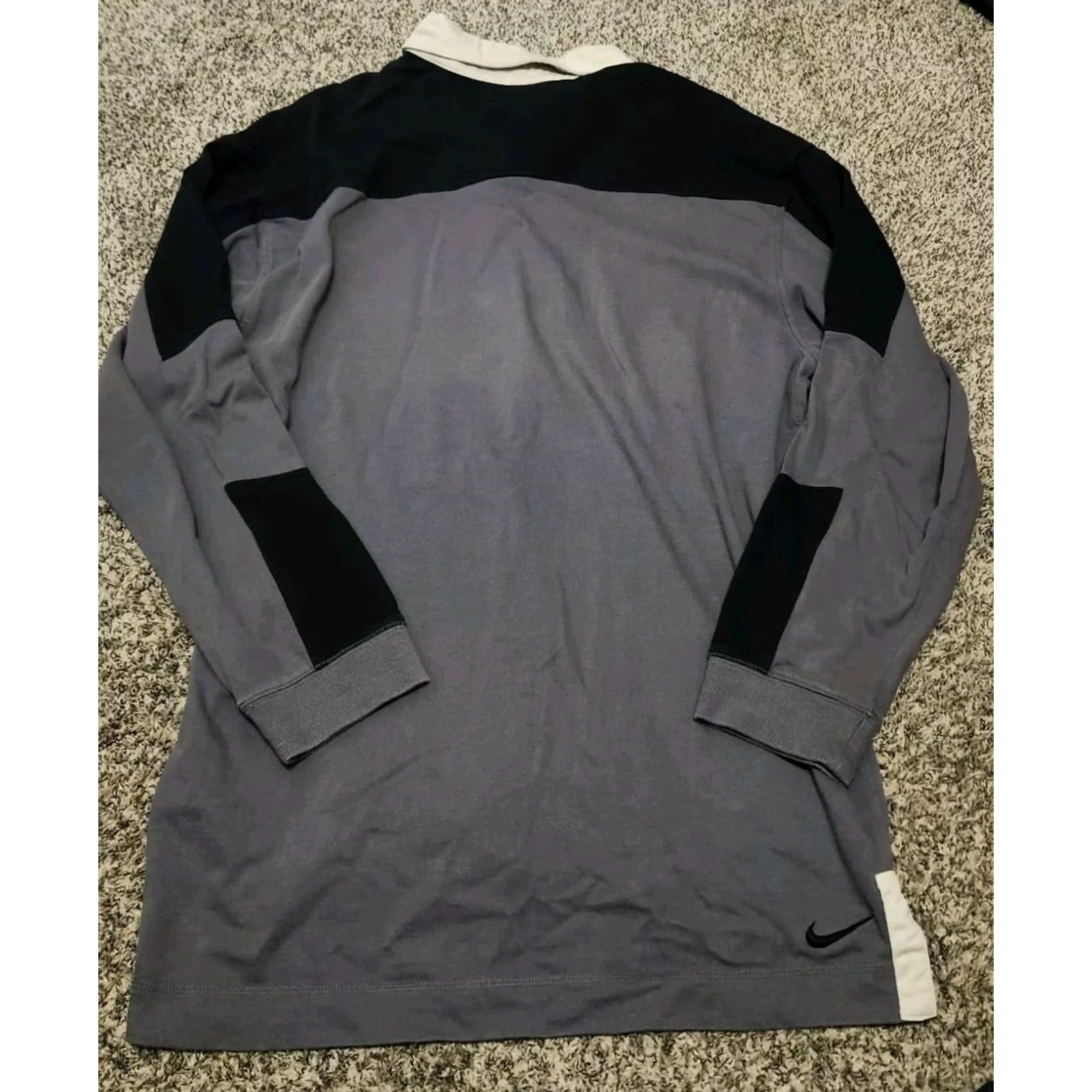 Nike Nike Air Grey Colorblock Swoosh Y2K Long Sleeve Polo Embroidered Shirt Size L Mens Size US L / EU 52-54 / 3 - 2 Thumbnail