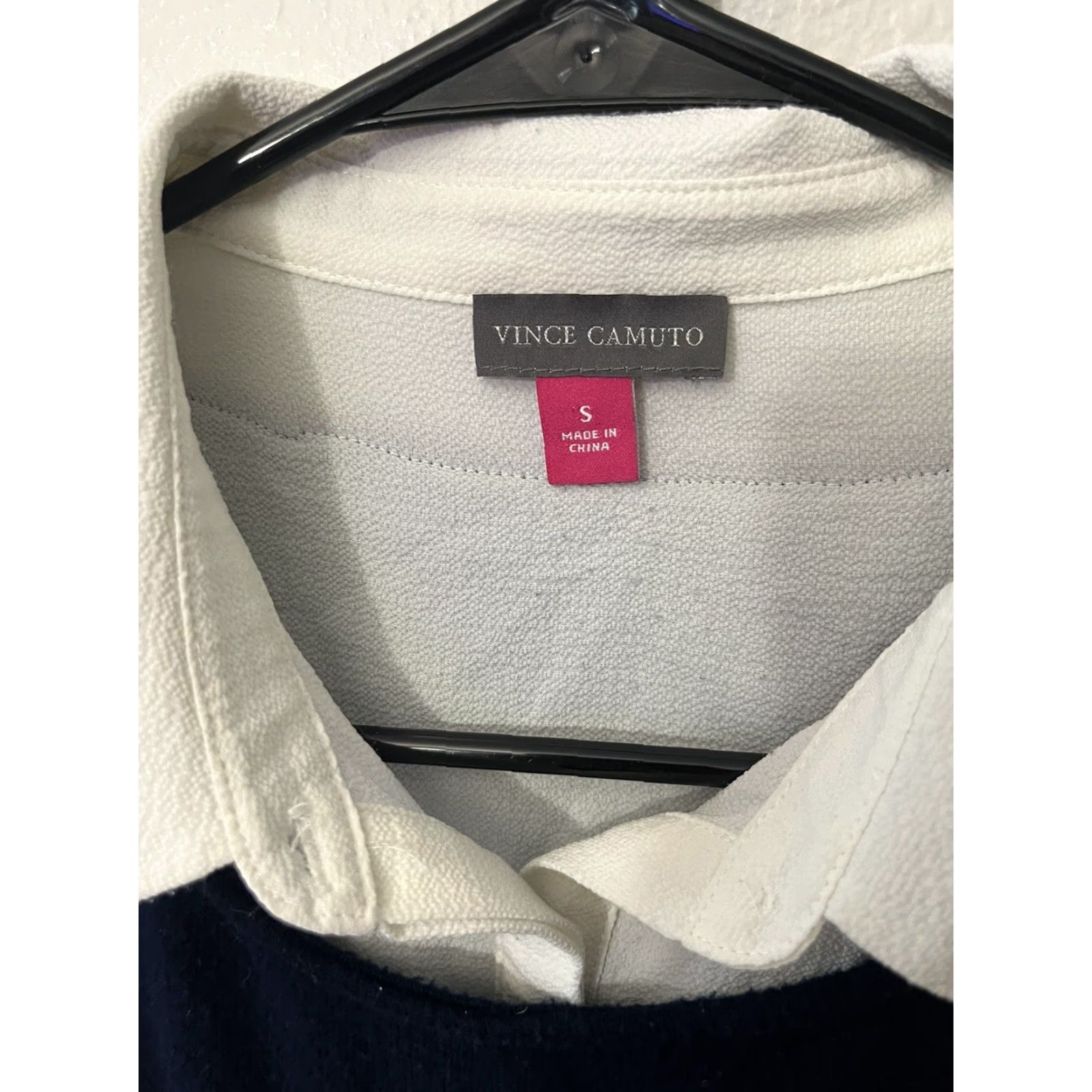 Vince VINTAGE Vince White Long Sleeve Sweater Collared Polo Women's Small Blue Pullover 90s Womens Size S / US 4 / IT 40 - 3 Thumbnail