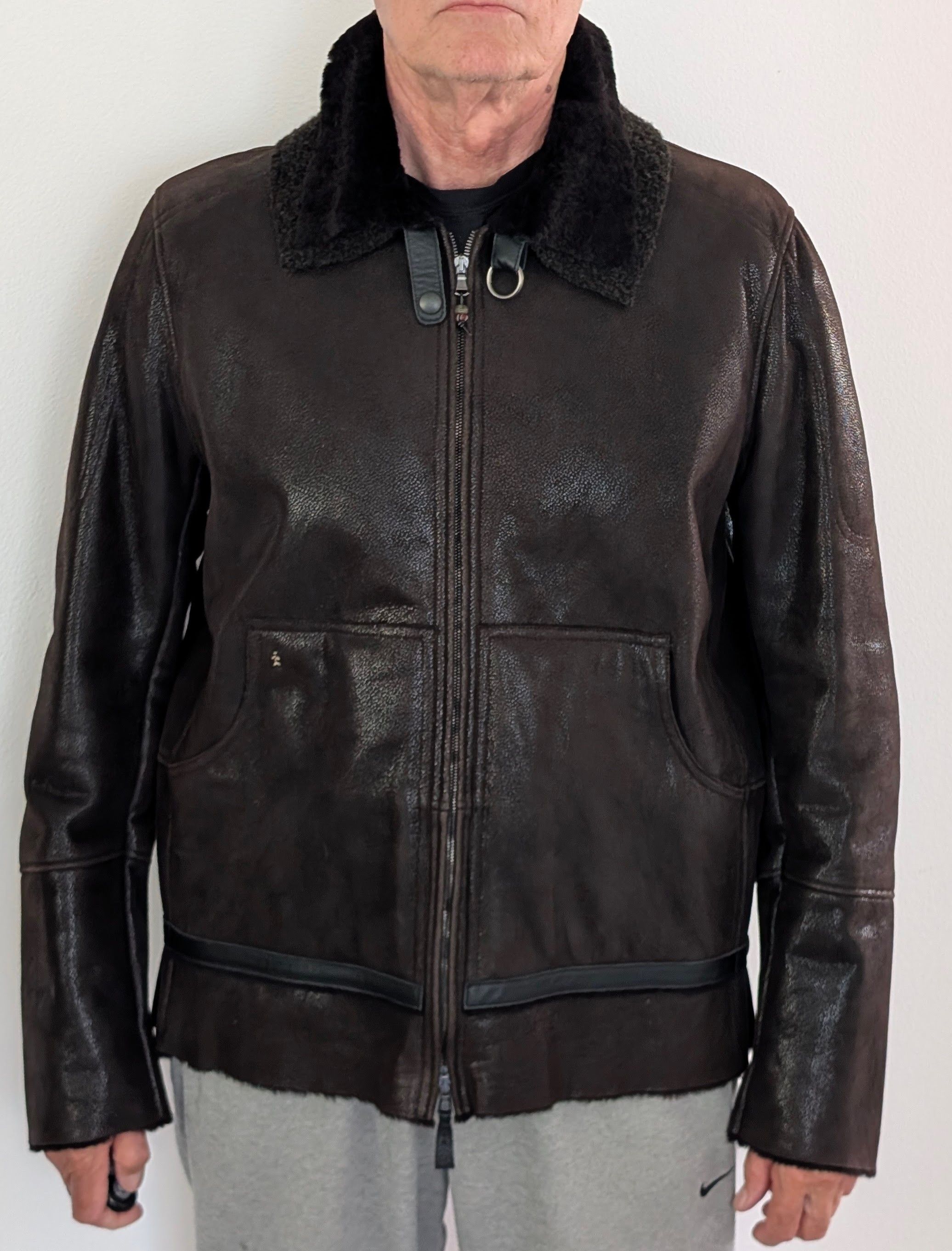 HENRY BEGUELIN Henry Beguelin Mens Short Brown Shearling Zip Jacket Size L Size US L / EU 52-54 / 3 - 1 Thumbnail