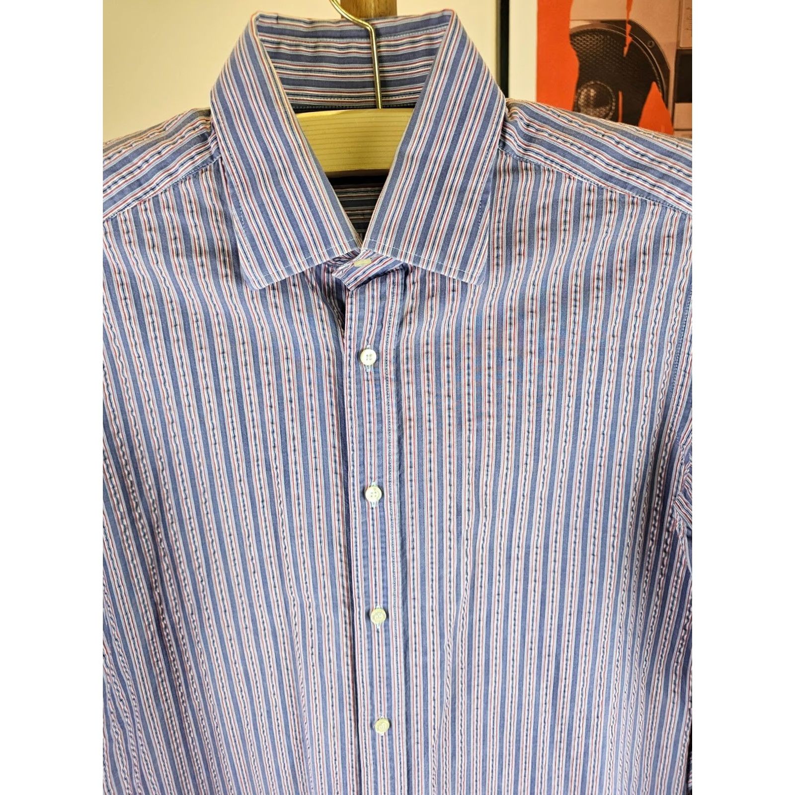 Etro ETRO Milano Dress Striped Long Sleeve Button Dress Shirt SZ 40 (M) Multicolor Mens Shirt Size 40R - 2 Thumbnail