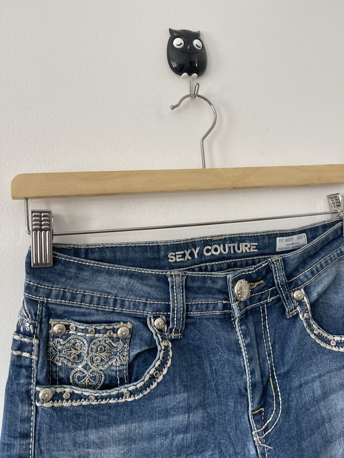 If Six Was Nine Rare Vintage SEXY COUTURE Embroidery Back Boot Cut Flare Size 27" / US 4 / IT 40 - 12 Thumbnail
