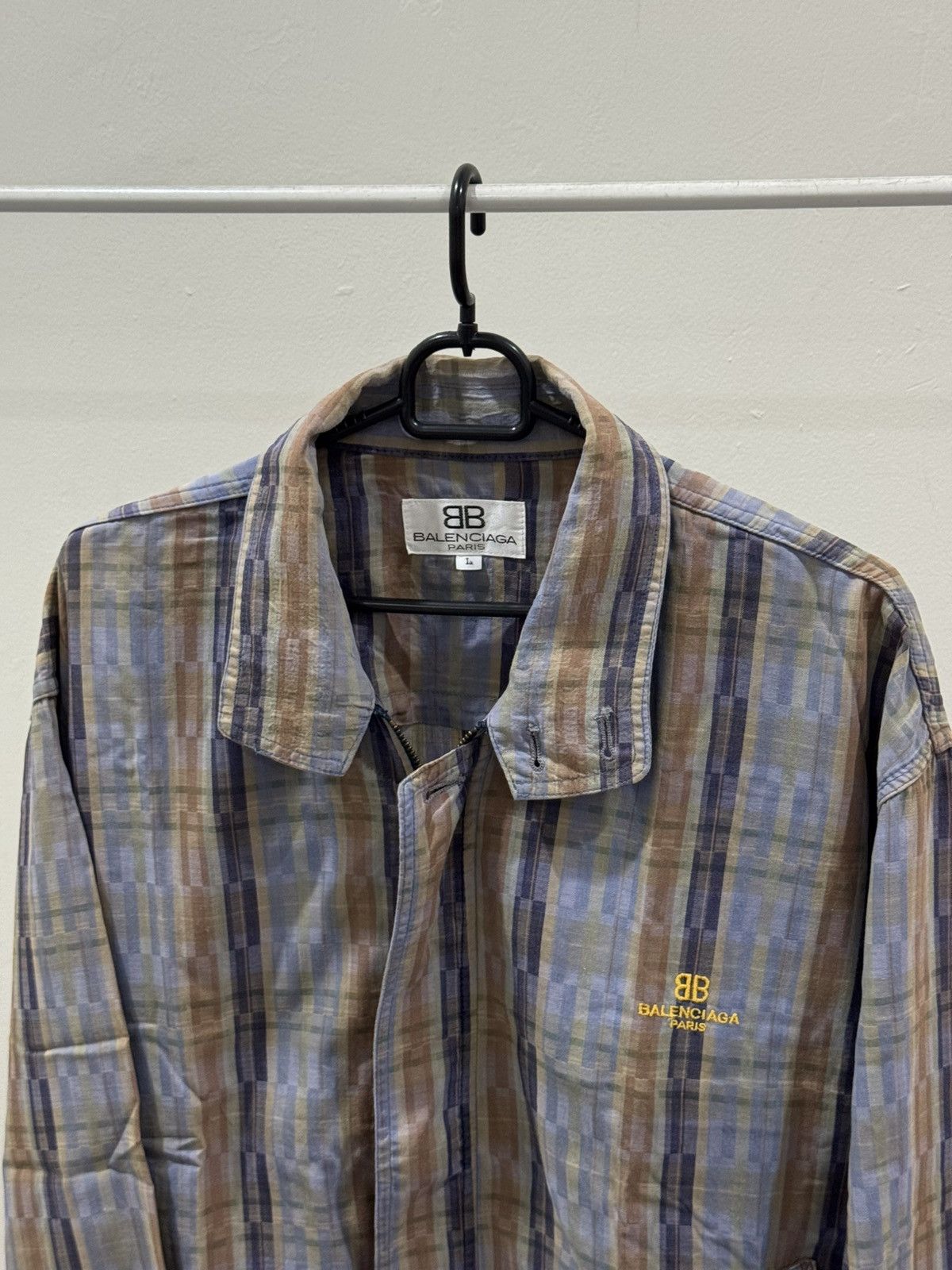 Vintage Balenciaga tartan windbreaker jacket