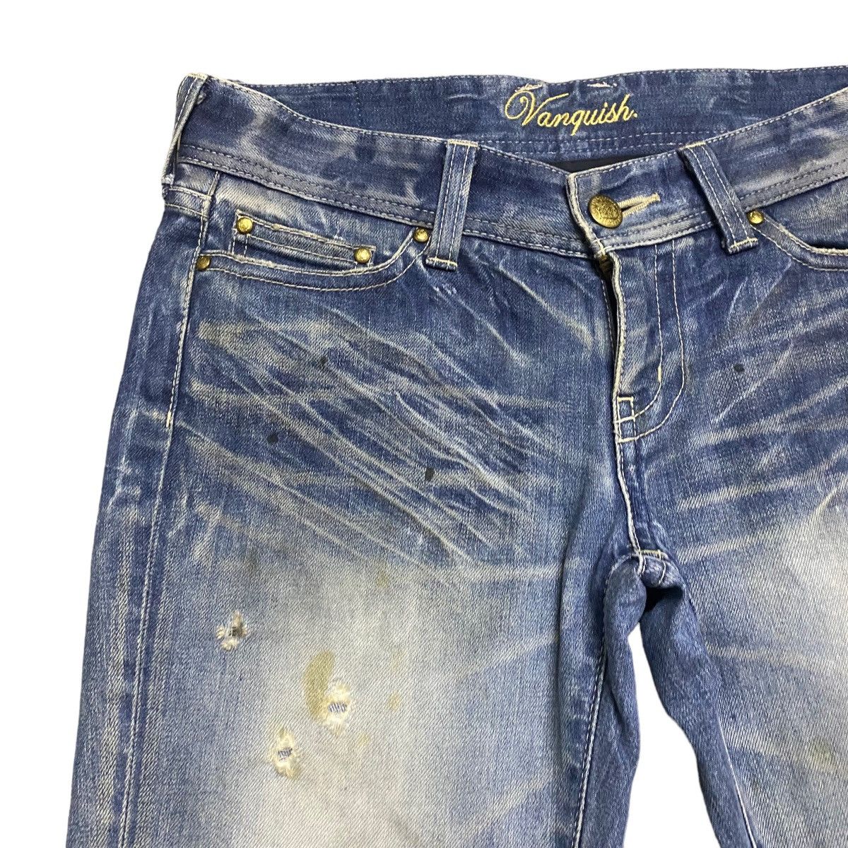 Vanquish Vanquish Gold Mudwash Denim Flare Jeans Size US 30 / EU 46 - 4 Thumbnail