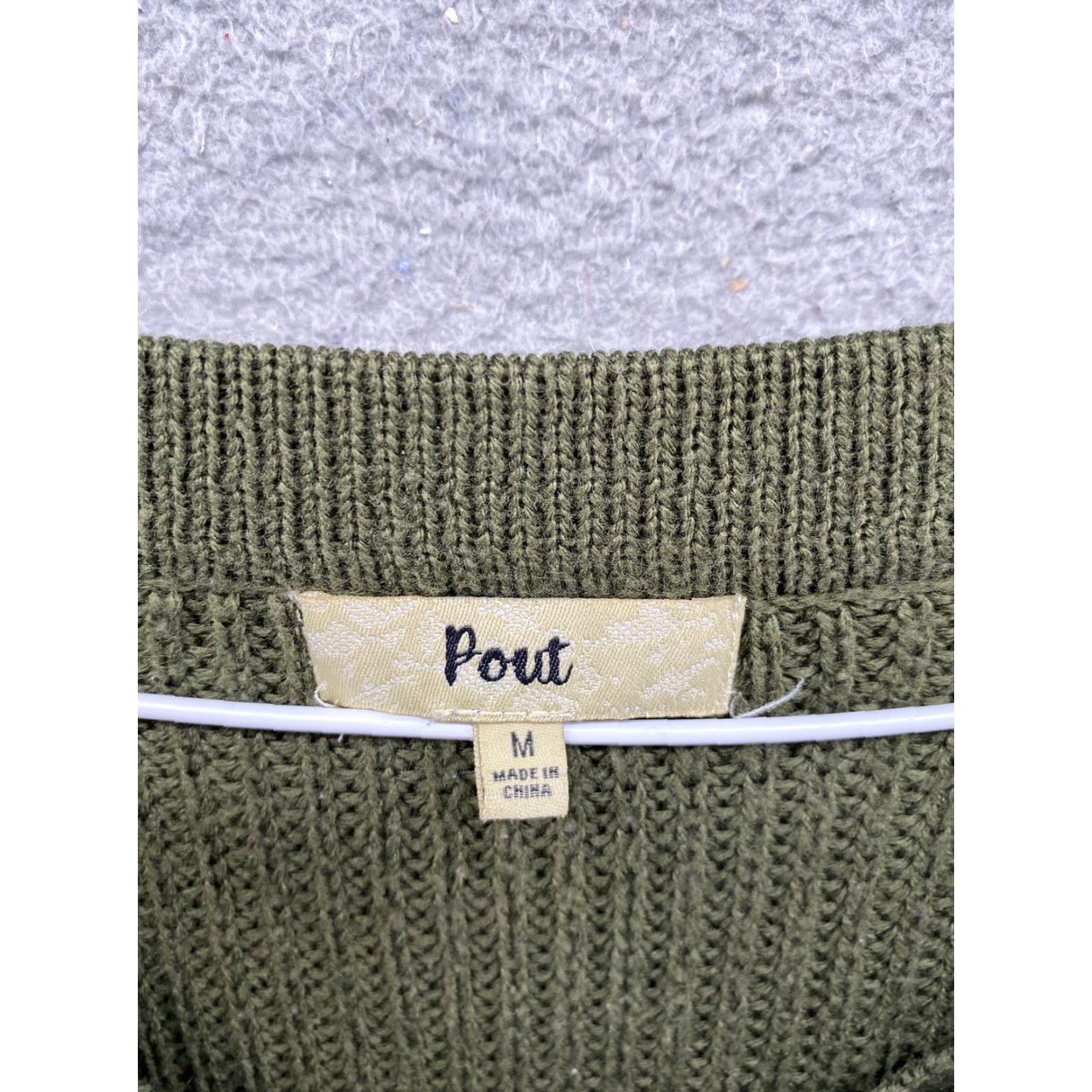 Vintage Pout Women’s V Neck Lace Up Green Knit Sweater M Size Medium Shirt Pullover Womens Size M / US 6-8 / IT 42-44 - 2 Thumbnail