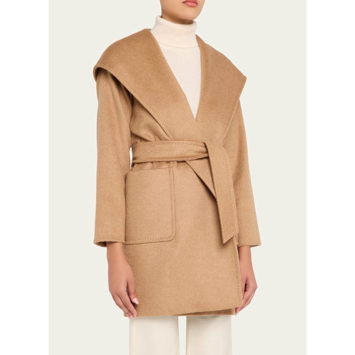 Max Mara Max Mara Rialto Camel Hair Belted Short Hooded Coat size 14 Size XL / US 12-14 / IT 48-50 - 4 Thumbnail