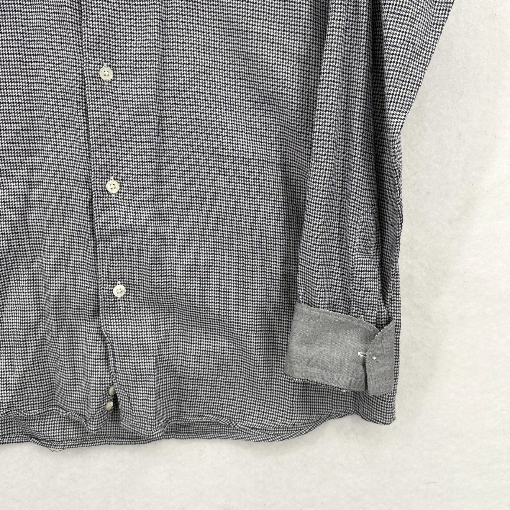 Ermenegildo Zegna Ermenegildo Zegna Shirt Mens Large Blue Gray Houndstooth Dress Casual Button Up Size US L / EU 52-54 / 3 - 3 Thumbnail