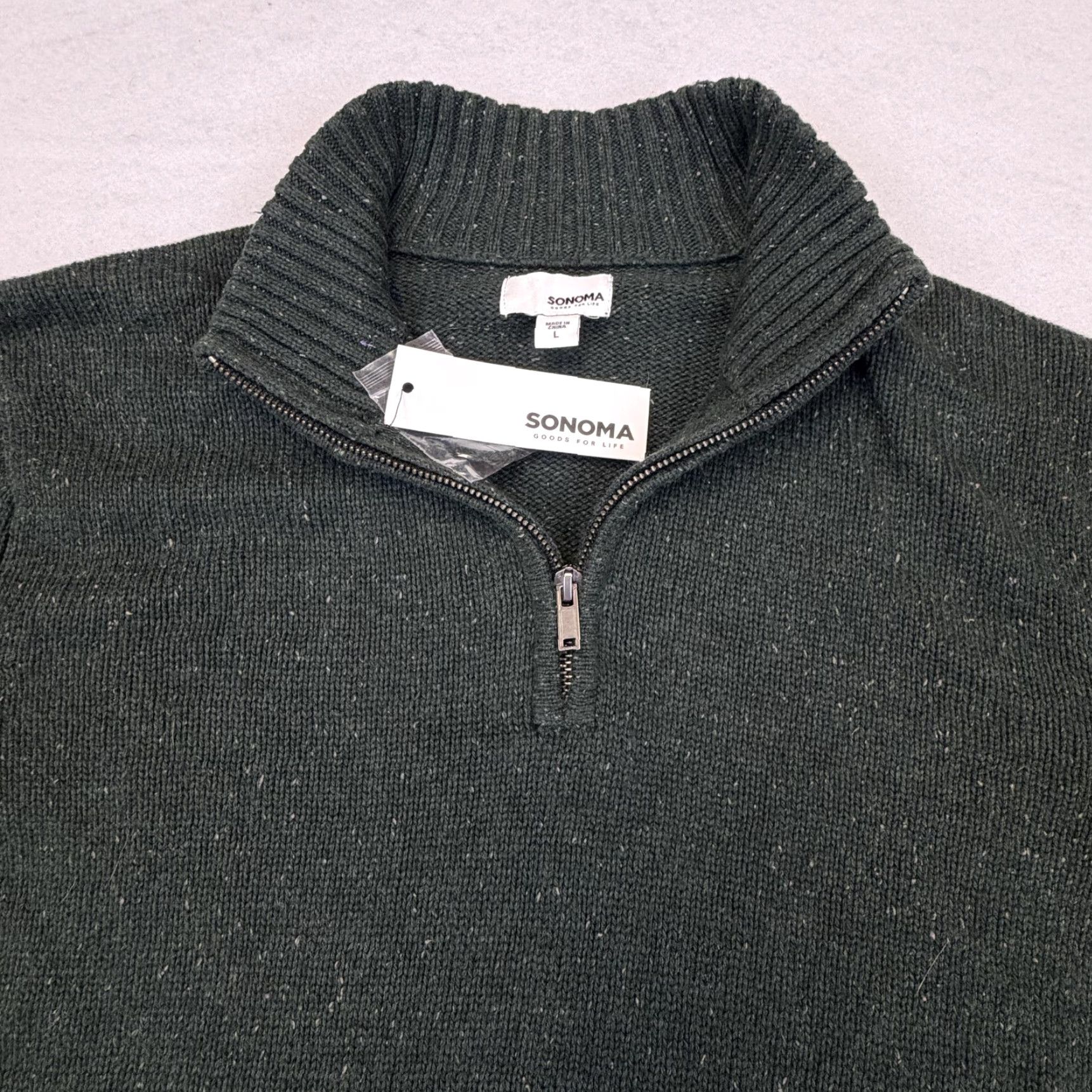 Vintage Sonoma Sweater Mens Large Green Quarter Zip Mock Neck Knit Pullover Casual Size US L / EU 52-54 / 3 - 5 Thumbnail
