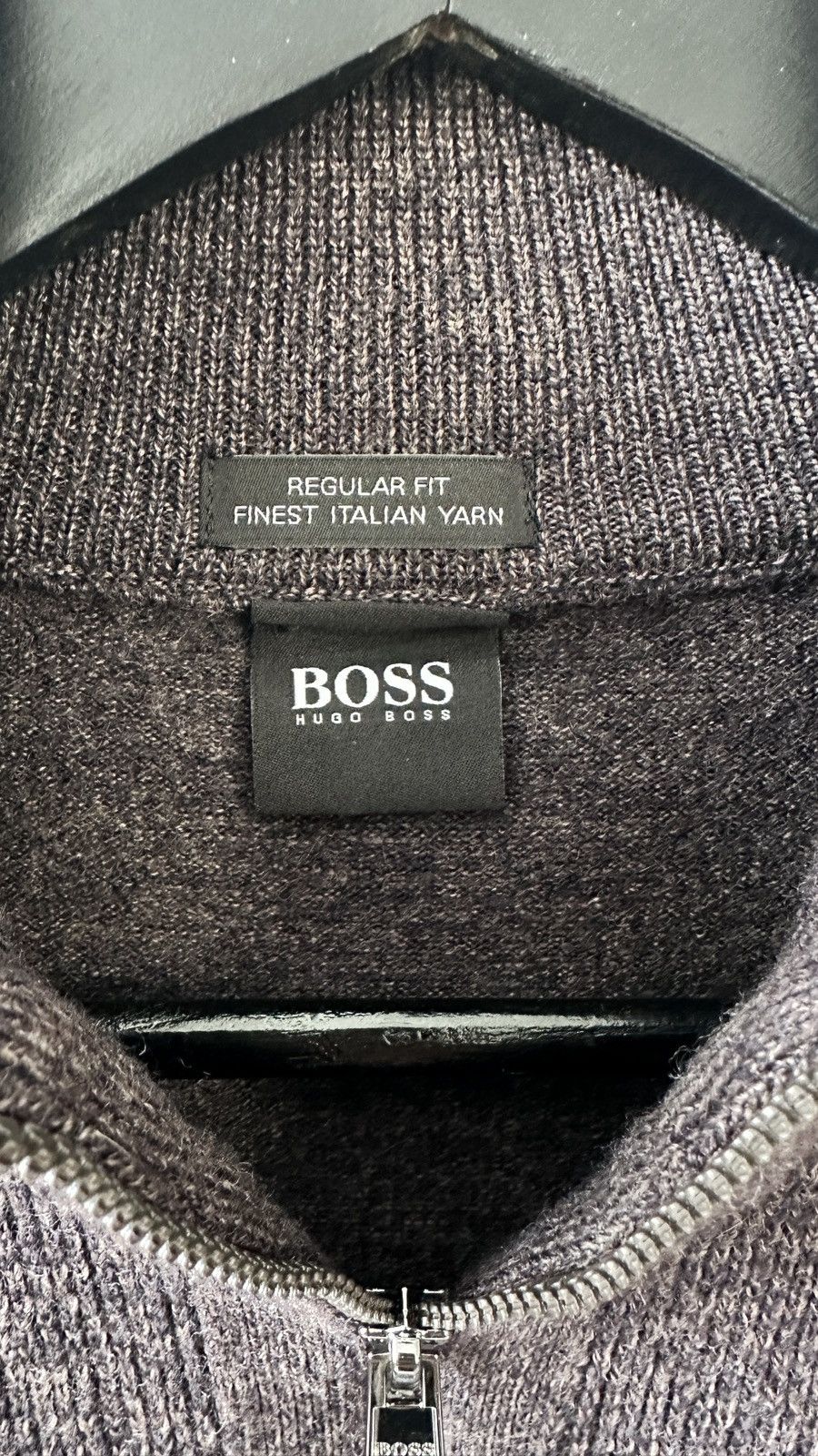 Hugo Boss Hugo Boss Zip Up Knit Jumper S Regular Fit Brown Virgin Wool Size US S / EU 44-46 / 1 - 10 Thumbnail