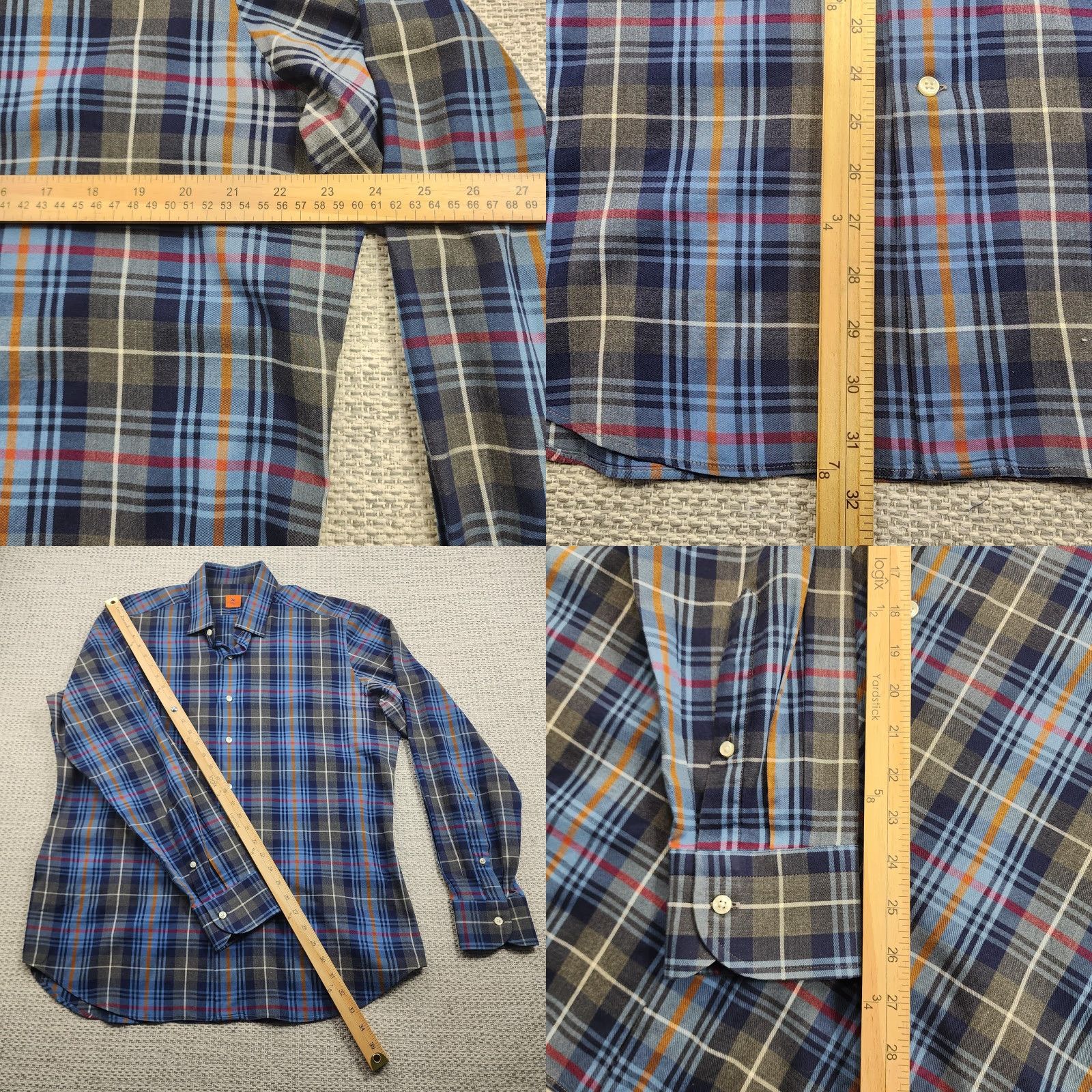 Vintage Sam Malouf Shirt Mens XL Plaid Button Down Long Sleeve Luxury Made in Romania Size US XL / EU 56 / 4 - 8 Thumbnail