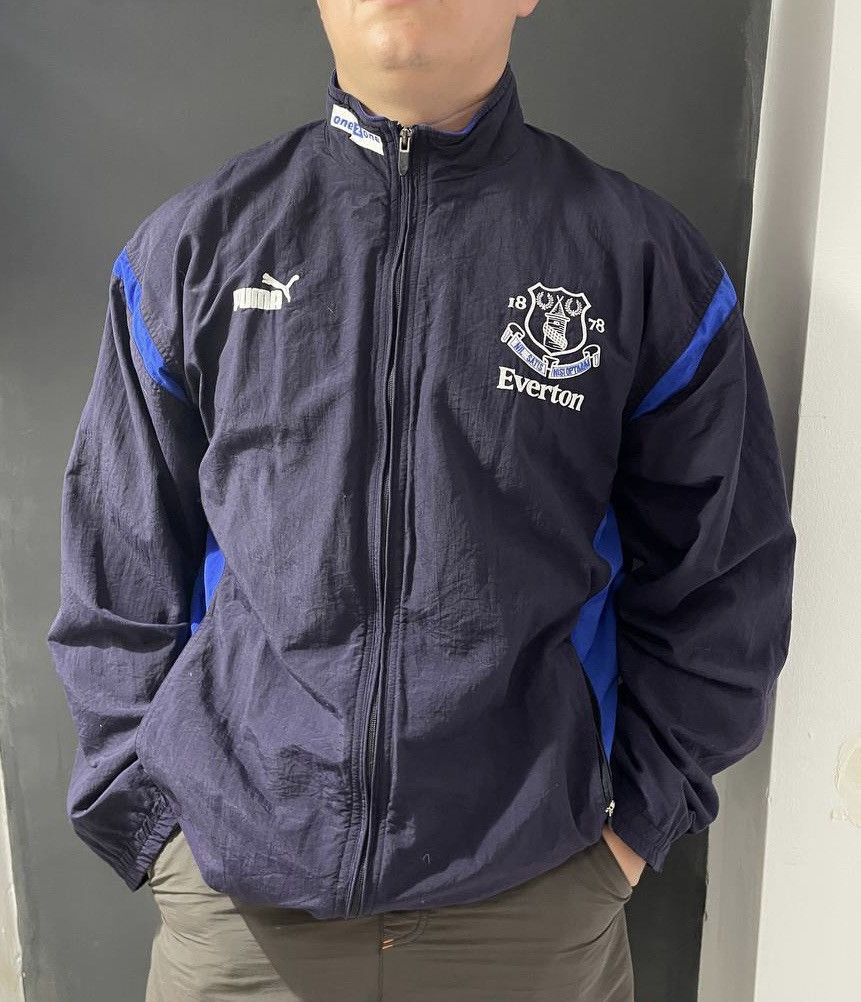 image of Puma Everton 2000 2002 Training Jacket Track Soccer in Blue, Men's (Size Large)