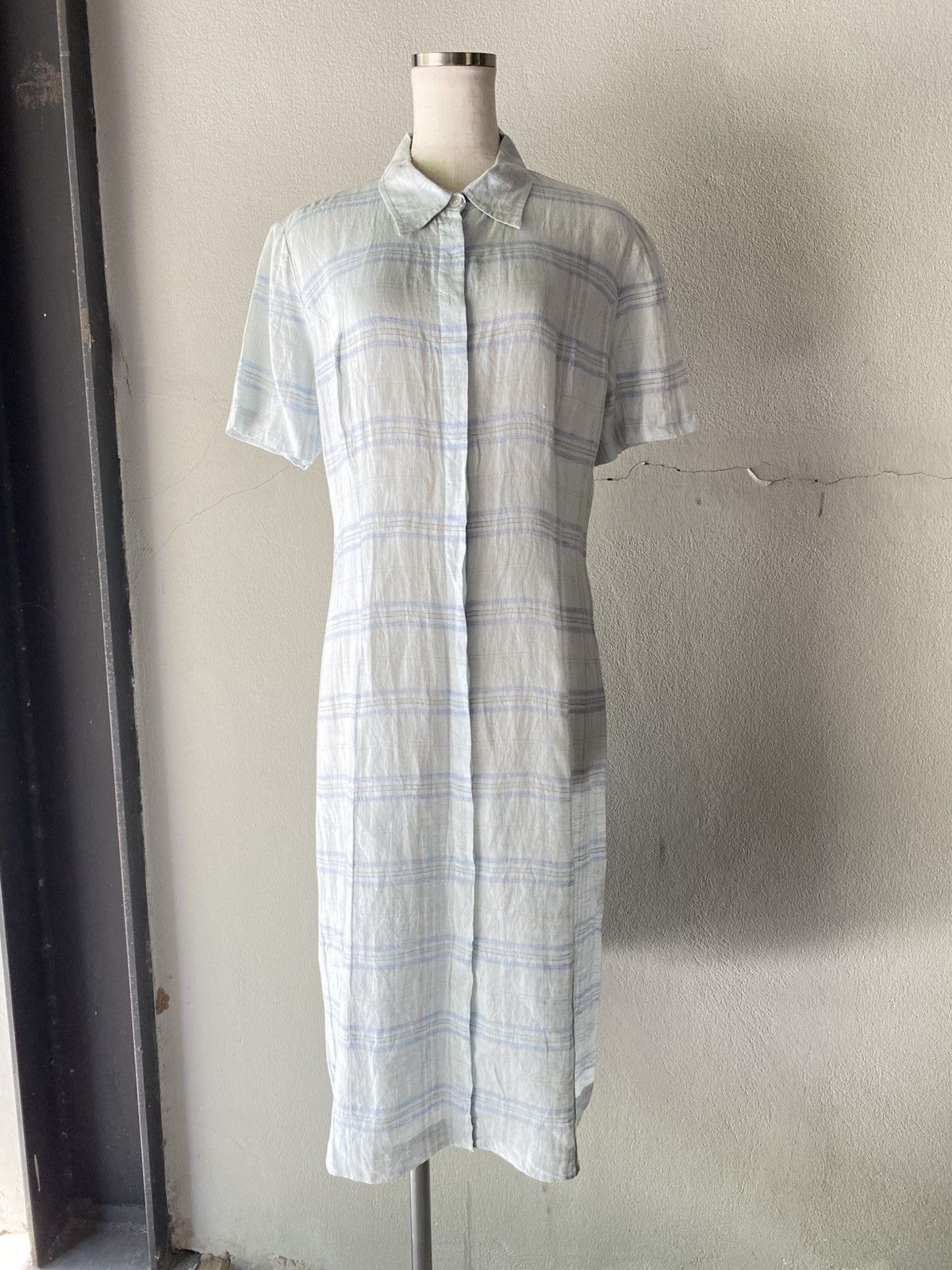 Burberry Burberry Light Blue Checkered Dress Size S / US 4 / IT 40 - 16 Thumbnail