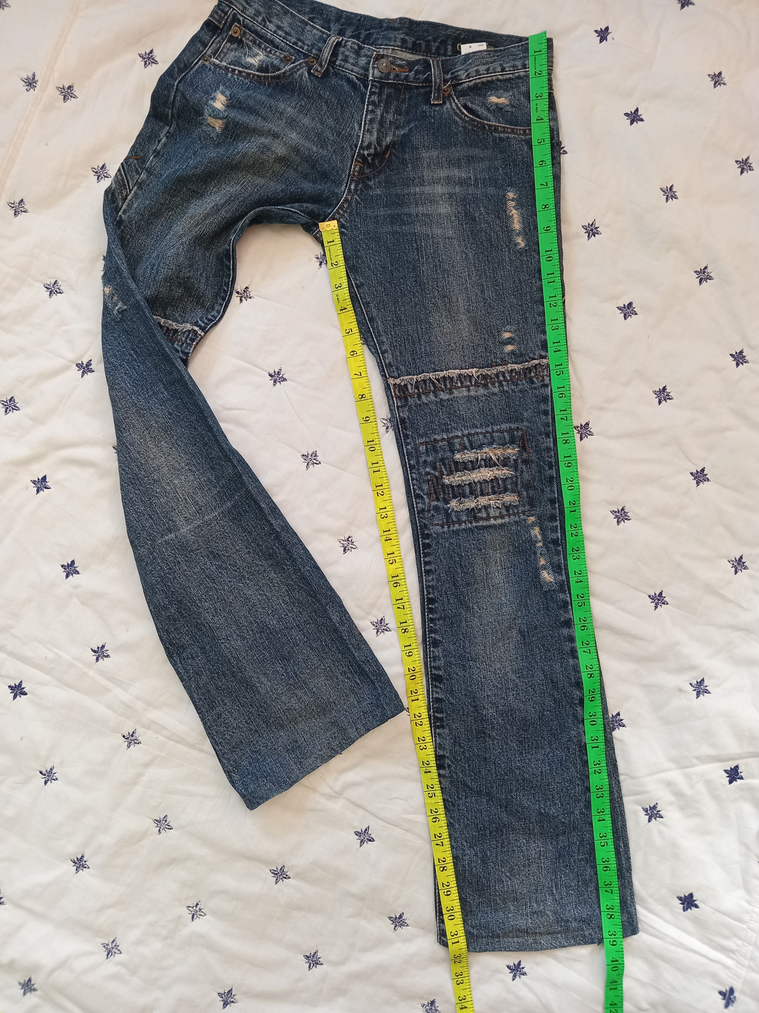 Japanese Brand DEAR HEART💥 Vintage Japan Distressed Flare Jeans Size US 31 - 4 Thumbnail