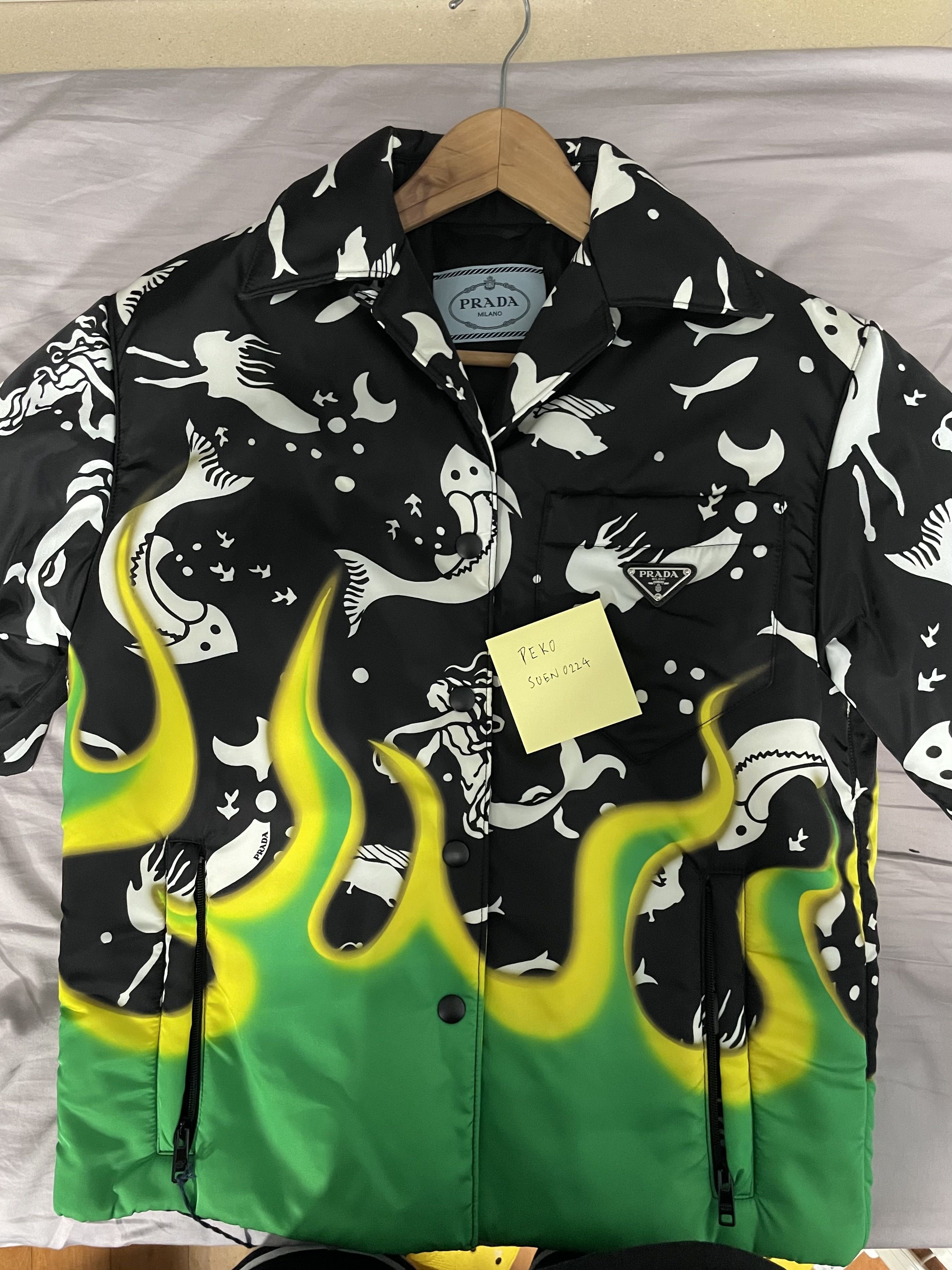 Prada Prada AW18 Mermaid Flame Padded Nylon Shirt | Grailed