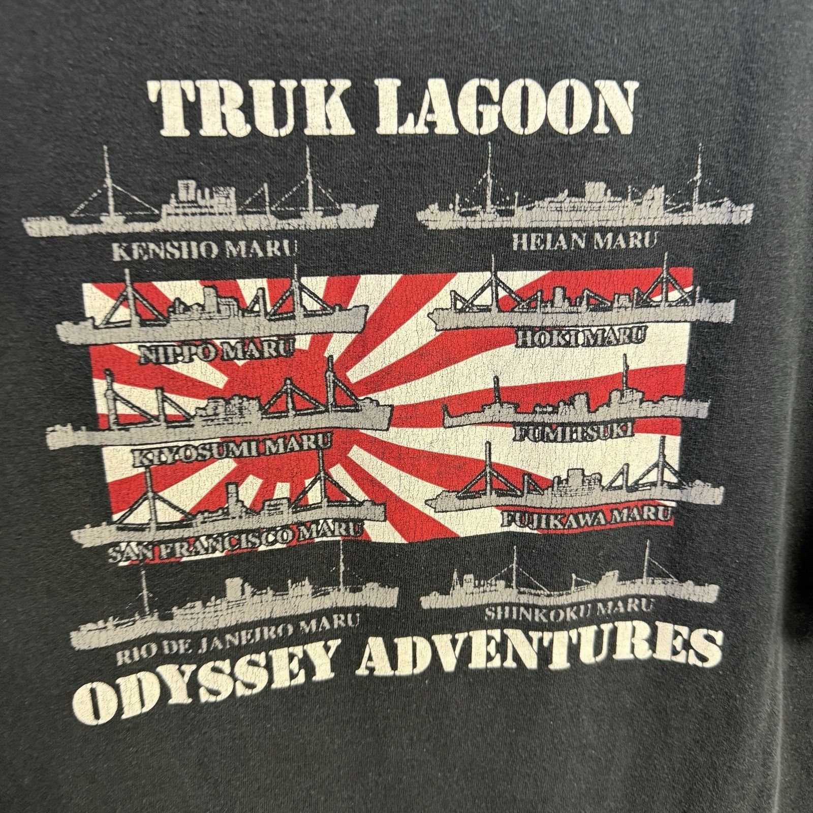 Vintage Odyssey Adventures Truk Lagoon Battle Ship T Shirt XL 23x28 Size US XL / EU 56 / 4 - 7 Thumbnail