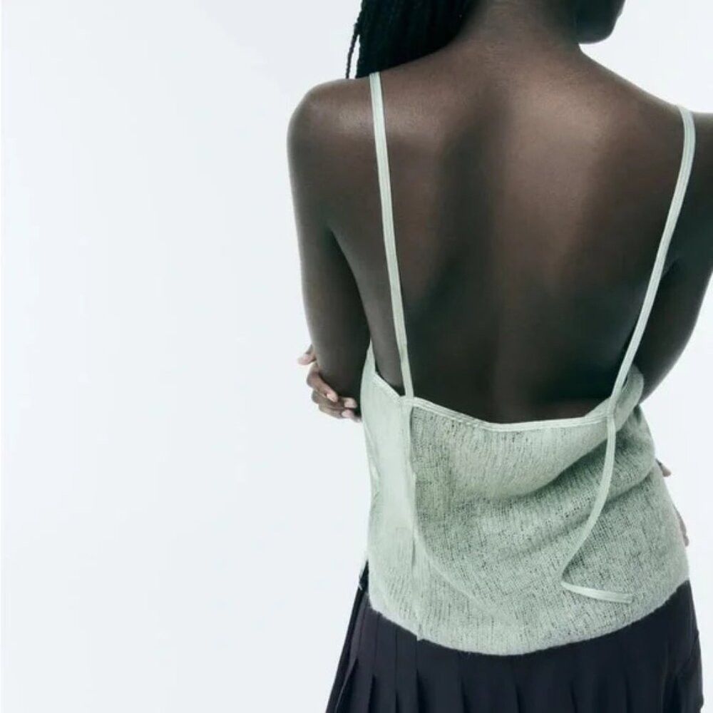 Zara NWT New ZARA Mixed Media Cami Mint Top SIze L Size L / US 10 / IT 46 - 2 Thumbnail