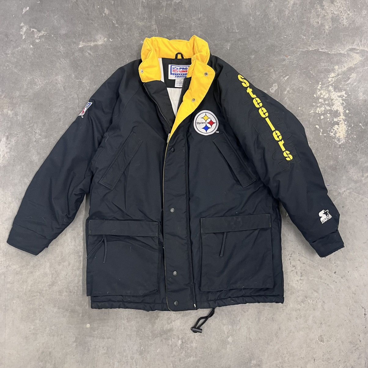 NFL × Vintage Vintage Steelers Pittsburgh NFL Starter Jacket Long Coat Med Size US M / EU 48-50 / 2 - 1 Thumbnail