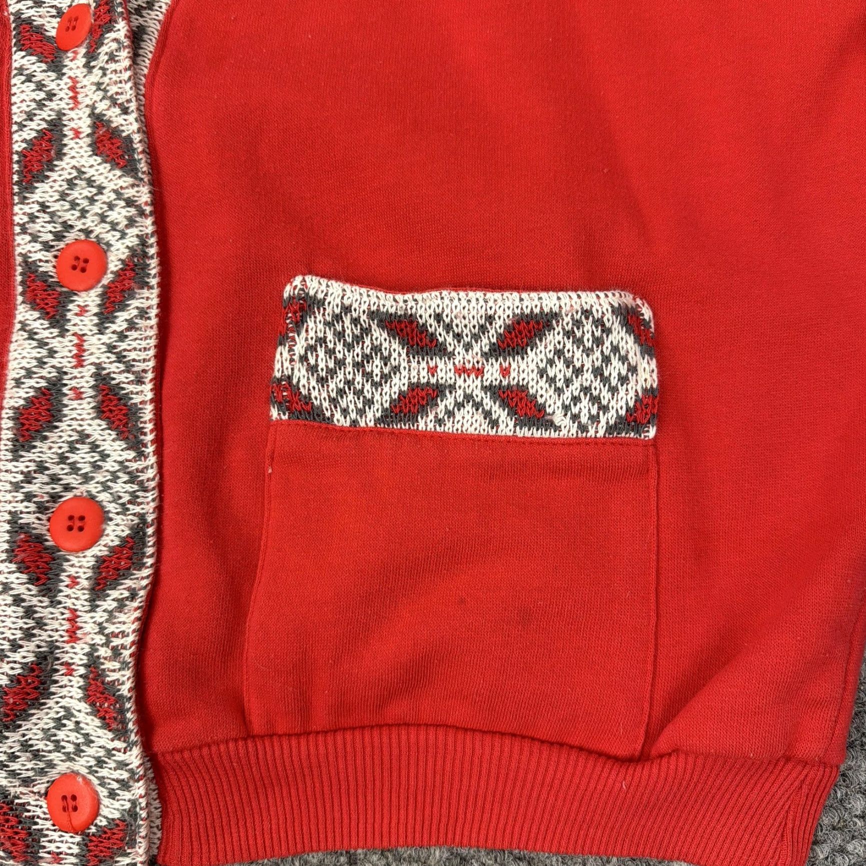 Vintage VINTAGE Red Cardigan Sweater Womens S Puff Sleeve Button Geometric Knit V-Neck Holiday Christmas Shirt? Size S / US 4 / IT 40 - 4 Thumbnail