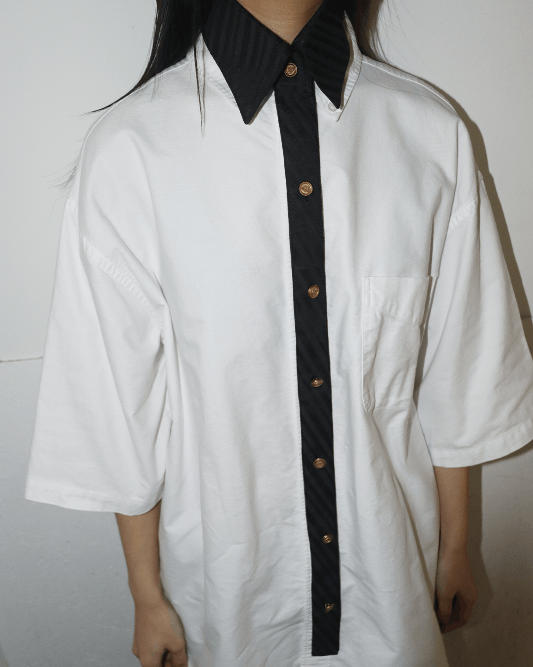 Japanese Brand Rienda Striped Detachable Shirt Collar Size ONE SIZE - 2 Thumbnail