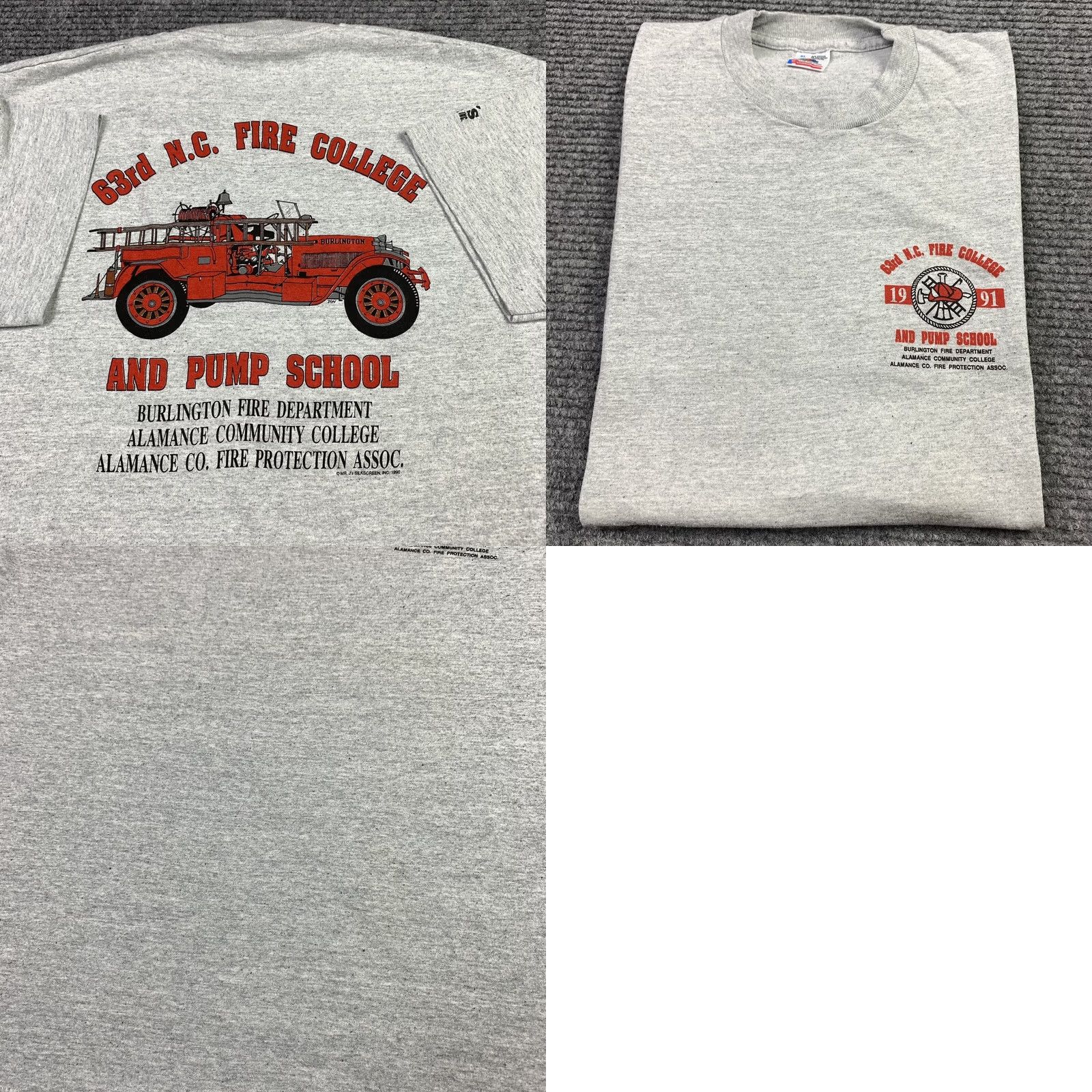 Fruit Of The Loom VINTAGE Fire Department Graphic T-Shirt Mens Large Gray 90s Single Stitch Made in USA Fruit of the Loom Regular Crew Neck Short Sleeve Graphic Print Size US L / EU 52-54 / 3 - 8 Thumbnail