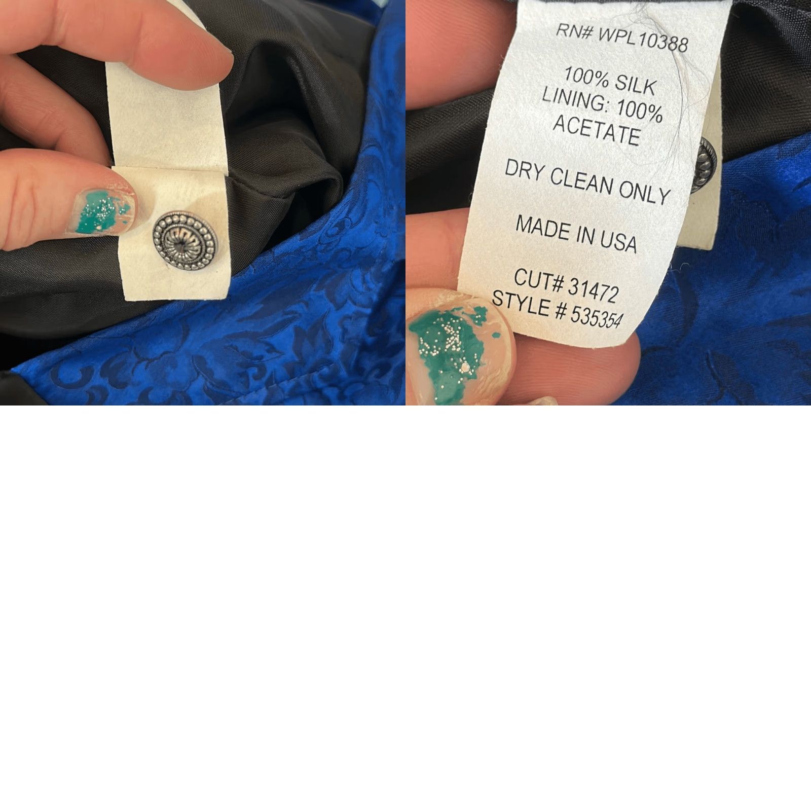Vintage Wah Maker Frontier Collection Blue Silk Vest M Waistcoat Made in USA NWT Mens Size US M / EU 48-50 / 2 - 8 Thumbnail