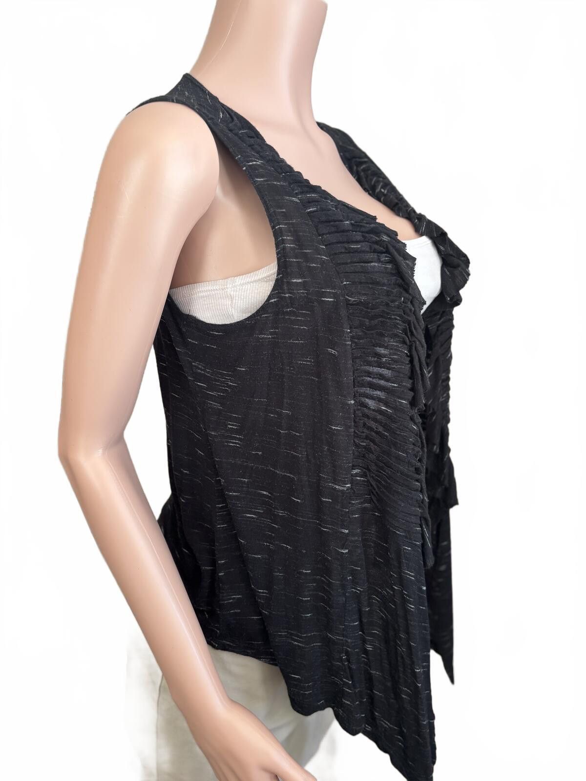 Other Black Boho Coastal Y2K Sleeveless Ruffle Open Front Vest. PM Size M / US 6-8 / IT 42-44 - 3 Thumbnail