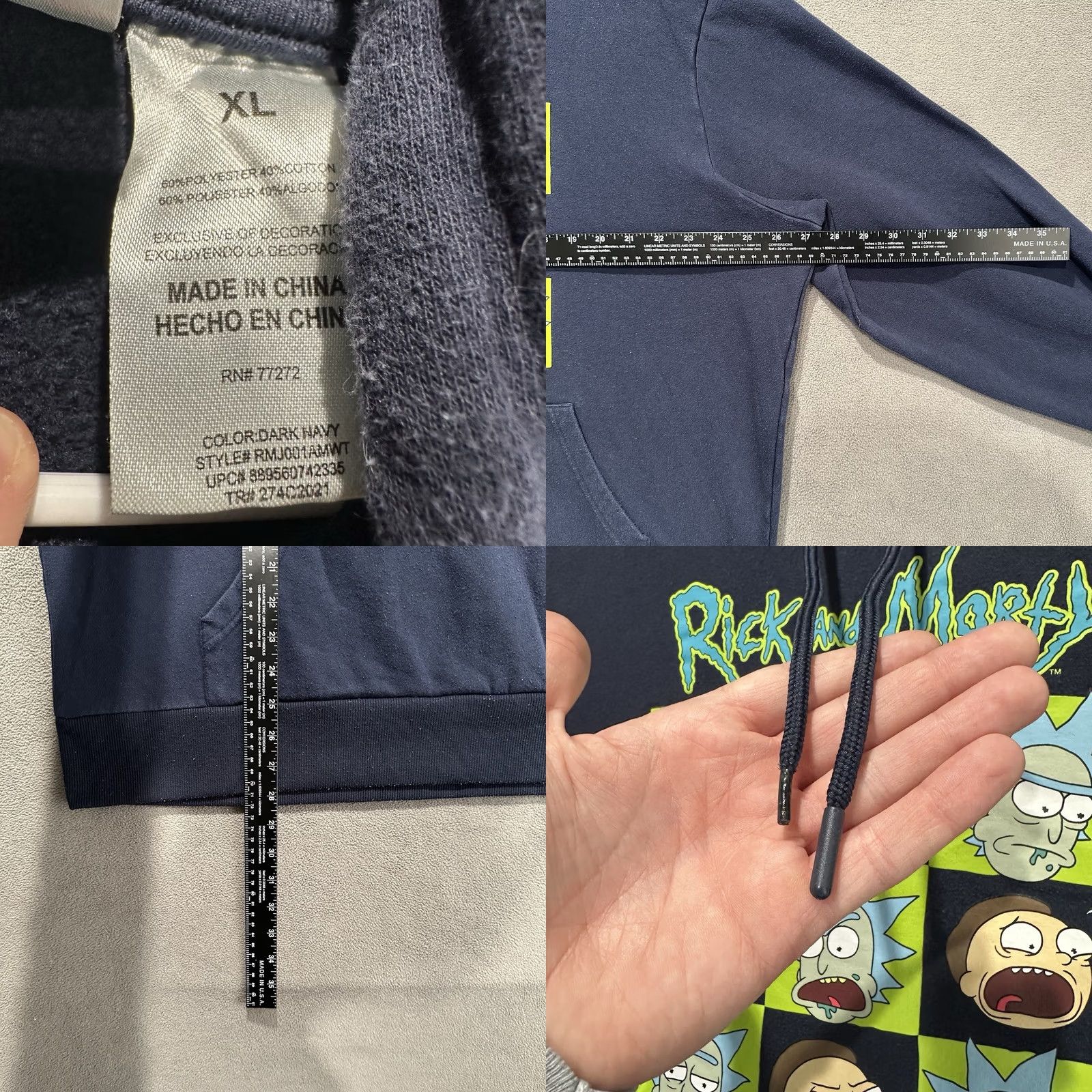 Vintage Rick and Morty Sweatshirt Mens XL Navy Blue Cartoon Pullover Adult Swim Fleece Size US XL / EU 56 / 4 - 8 Thumbnail