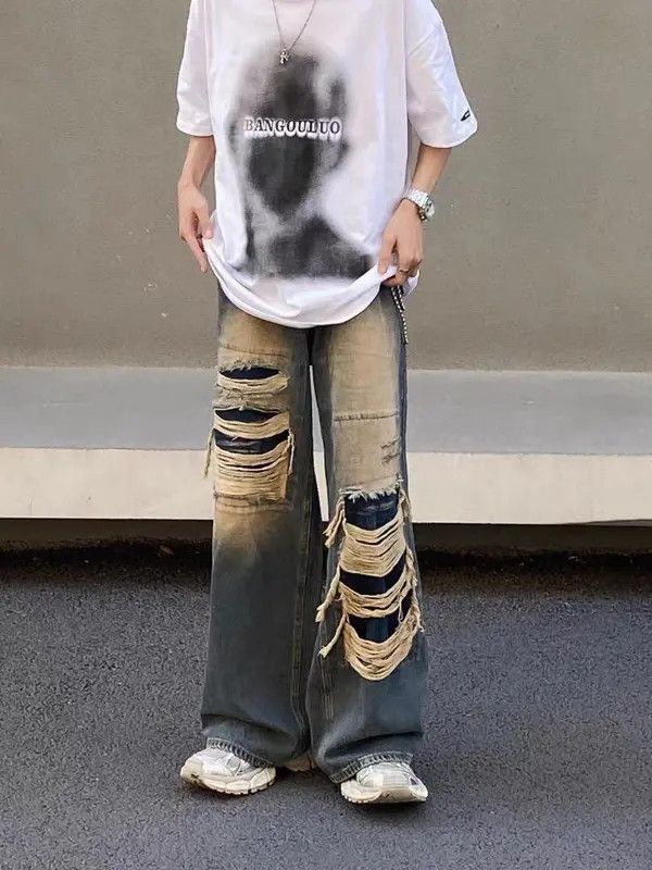 VIBE Retro ripped distressed draped jeans Size US 34 / EU 50 - 5 Thumbnail
