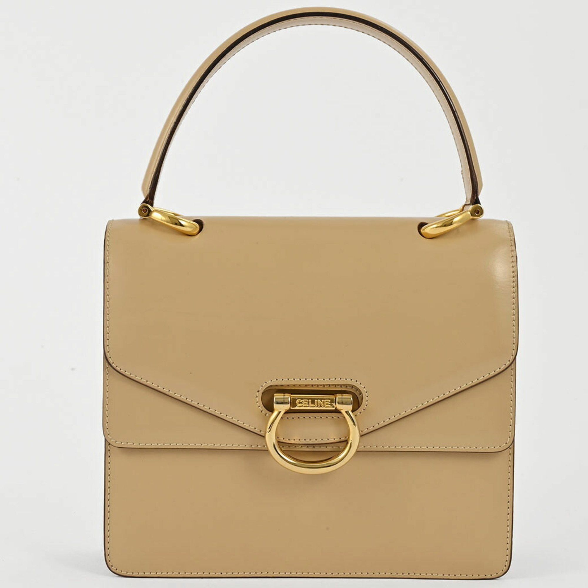 Celine Celine Old W Flap Ring Handbag Beige Women's Leather CELINE Size ONE SIZE - 1 Thumbnail