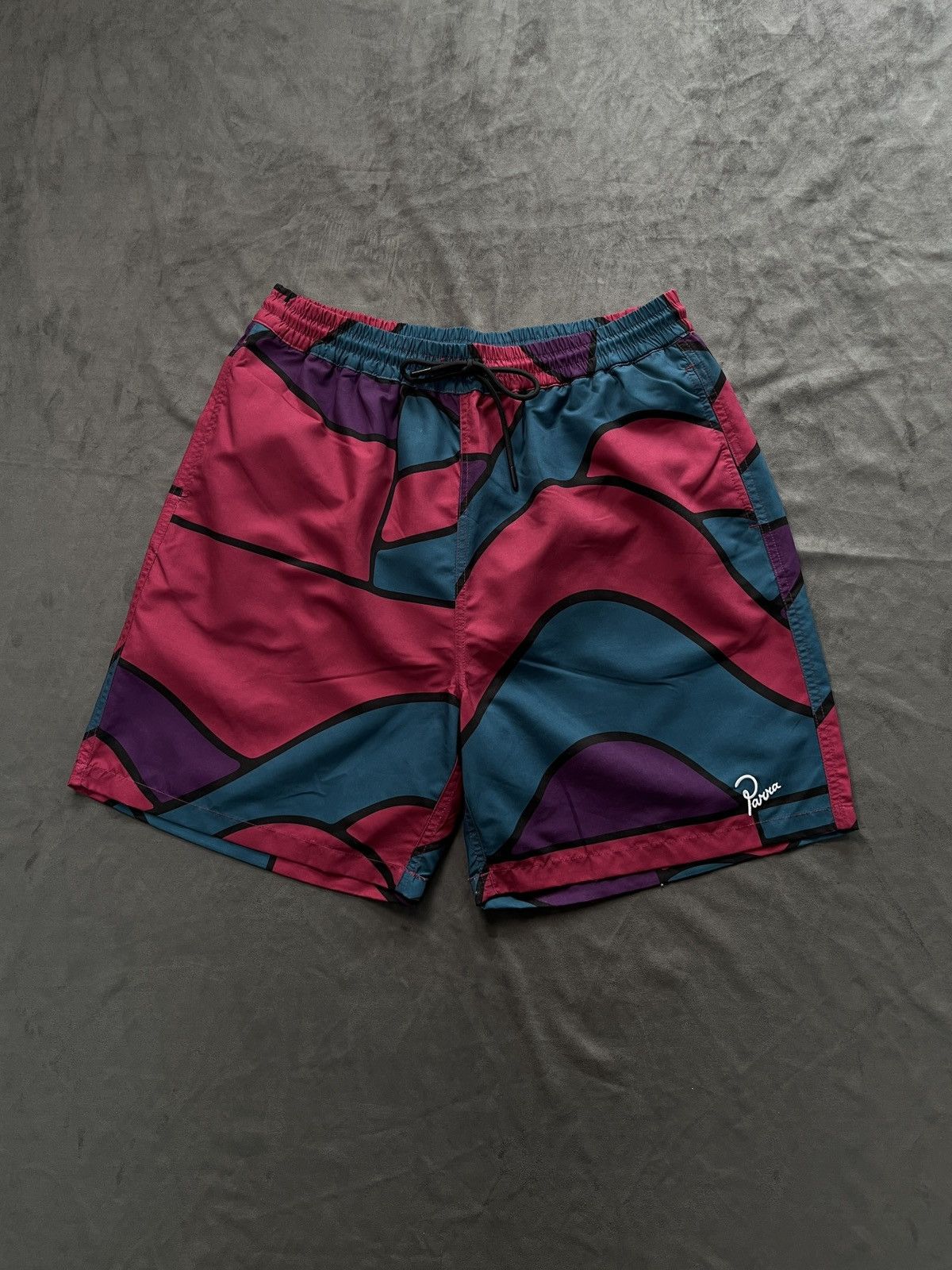 image of Deadstock By Parra Mountain Waves Shorts Multi Large in Red, Men's (Size 32)