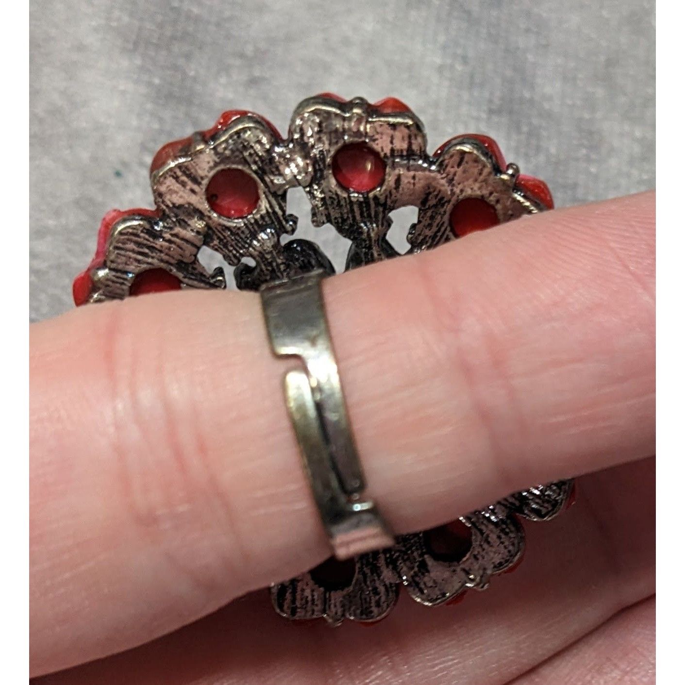 Other Coquette Floral Heart Pink And Silver Tone Adjustable Ring S Size ONE SIZE - 10 Thumbnail