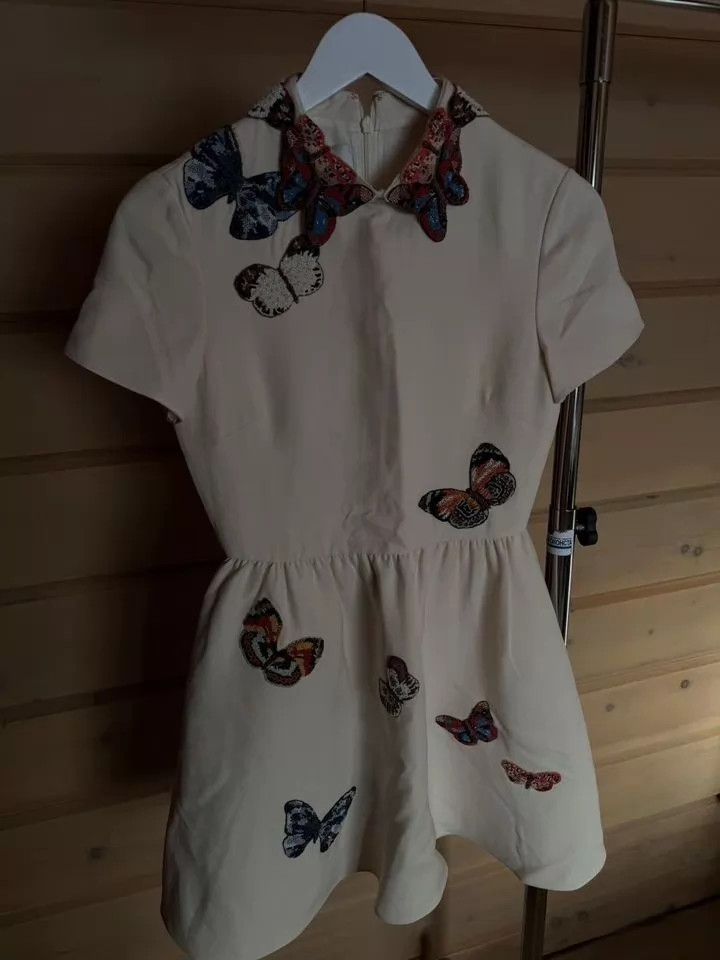 Valentino Valentino Off-white nail bead butterfly doll collar dress Size XS / US 0-2 / IT 36-38 - 3 Thumbnail