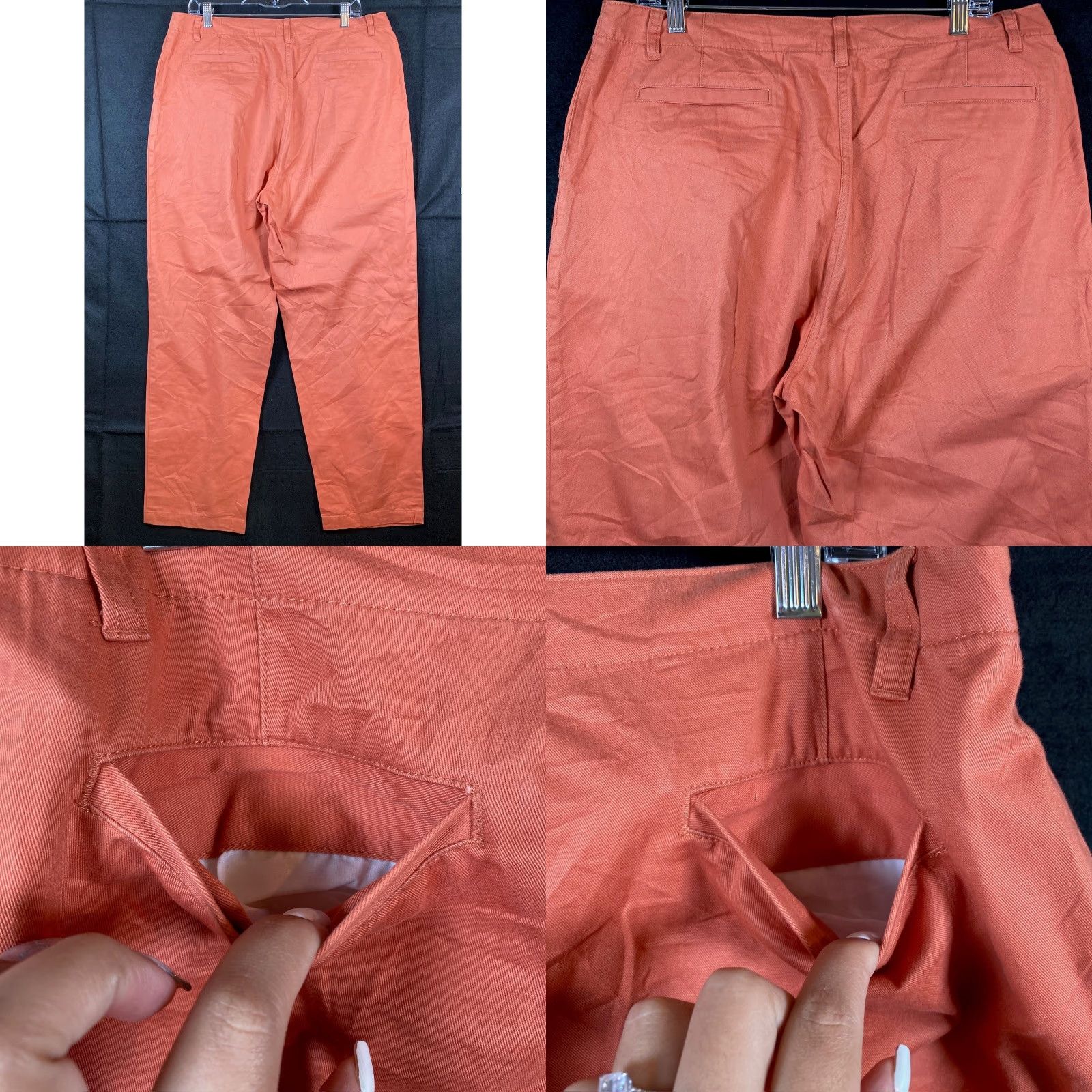 Vintage LL Bean Womens Pants Chino 100% Cotton Peach High Rise Straight Leg 16 Plus Regular Size 25" / US 0 / IT 36 - 8 Thumbnail