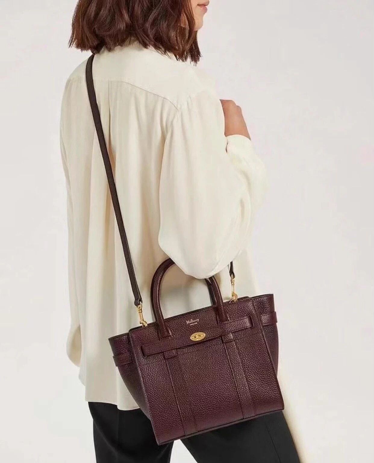 Mulberry Mulberry Bayswater Burgundy Gold Kelly Clasp Satchel Size ONE SIZE - 2 Thumbnail