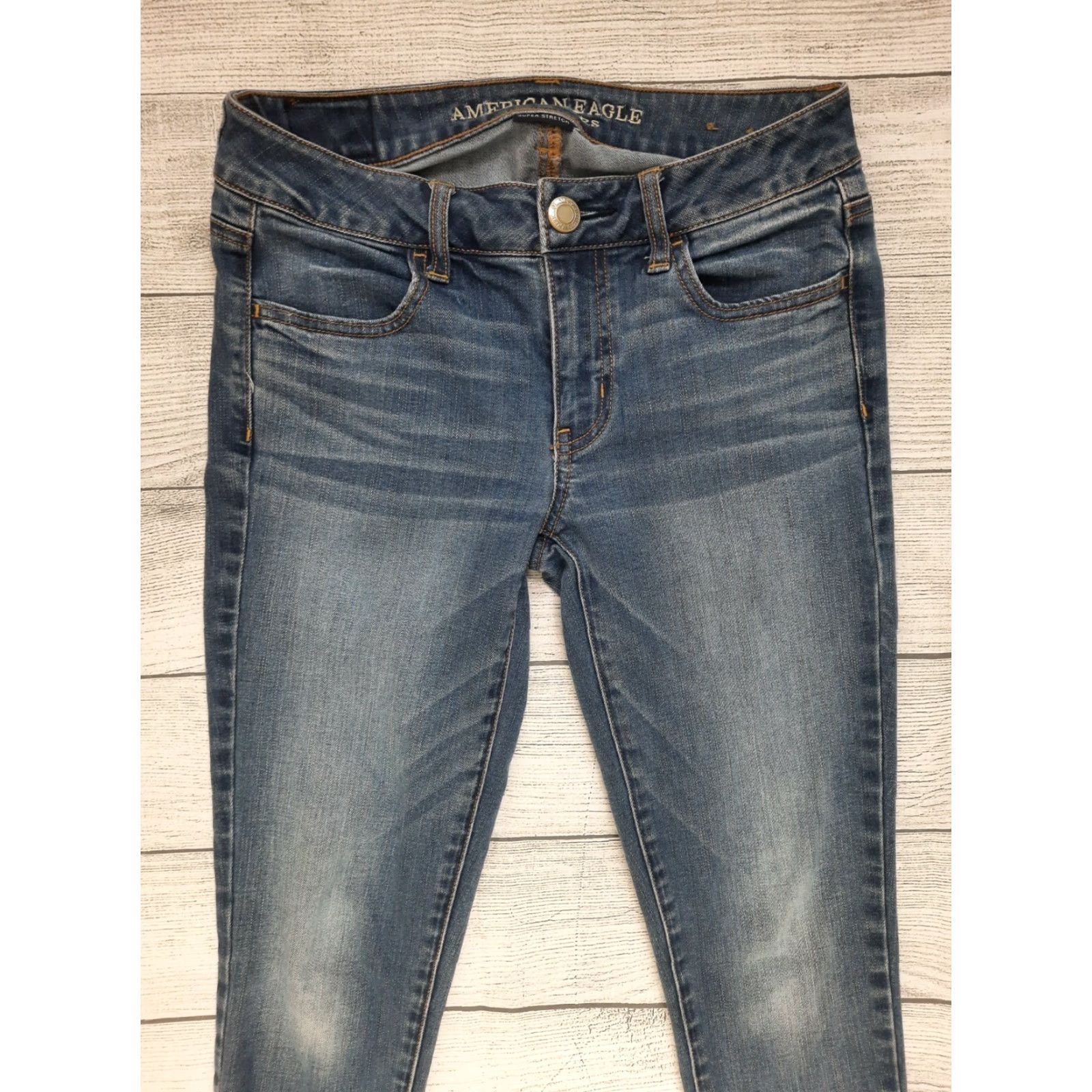 American Eagle Outfitters VINTAGE American Eagle Outfitters AE Skinny Stretch Denim Crop Jeans Jegging Women 4 m4 Jeans Blue Low Rise 8 Zip Inseam 26 Womens Size 27" / US 4 / IT 40 - 6 Thumbnail