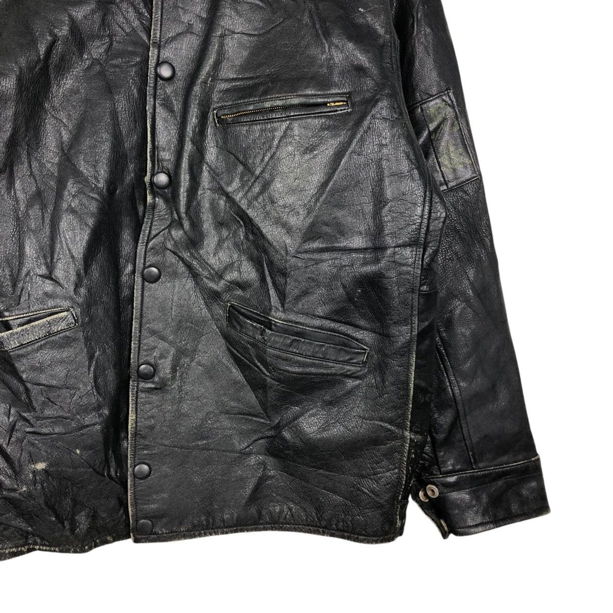 Japanese Brand 🔥VINTAGE 80’s BIKER LEATHER JACKET OXLEATHER FUR BLANKET Size US M / EU 48-50 / 2 - 7 Thumbnail