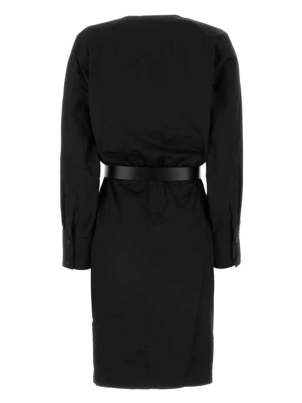 Saint Laurent Paris o1y0126 Belt Midi Dress in Black Size M / US 6-8 / IT 42-44 - 2 Thumbnail