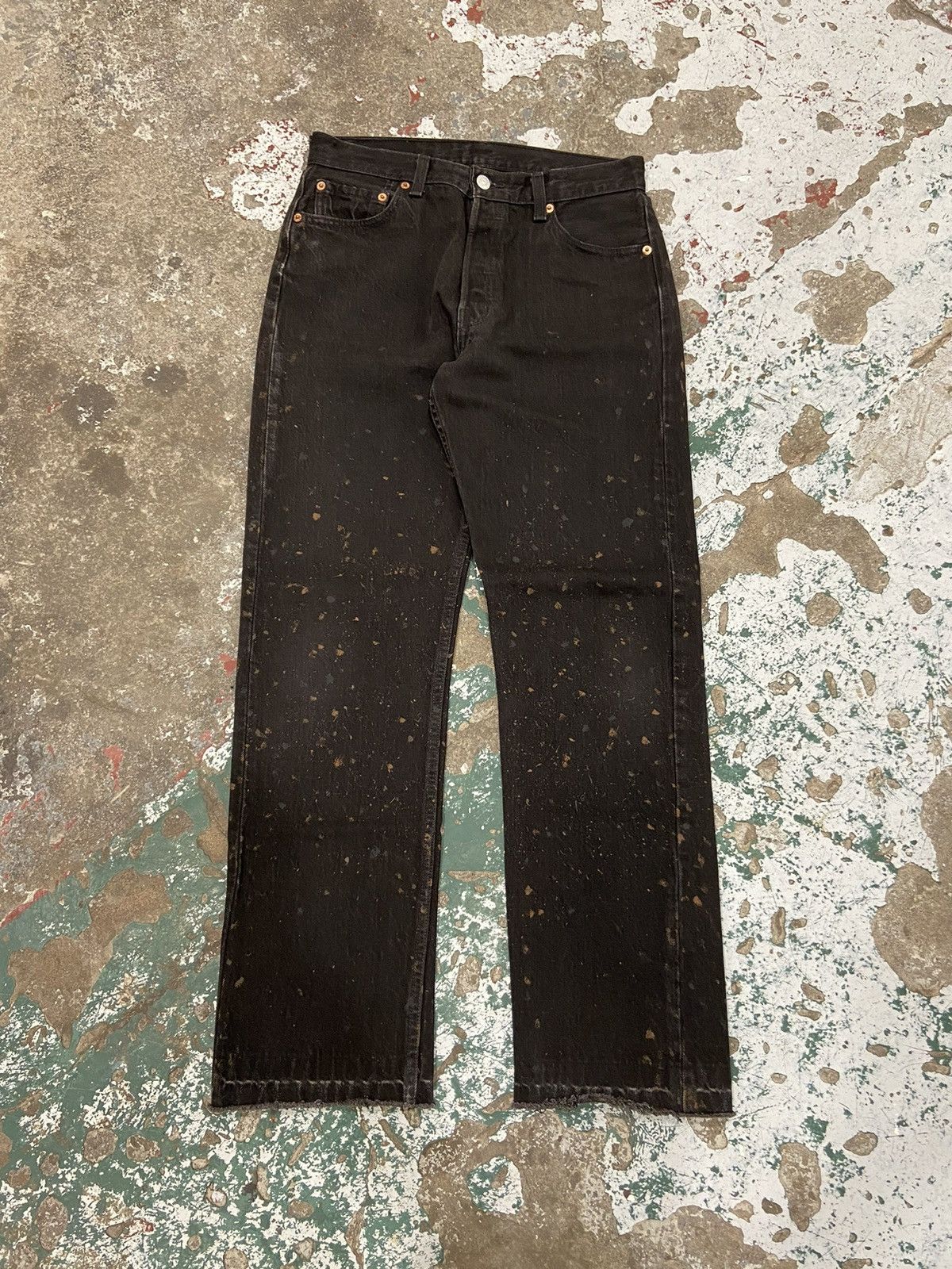Levi's × Vintage Vintage 1990s Levi's Paint Splatter Black Denim Jeans Size US 29 - 6 Thumbnail