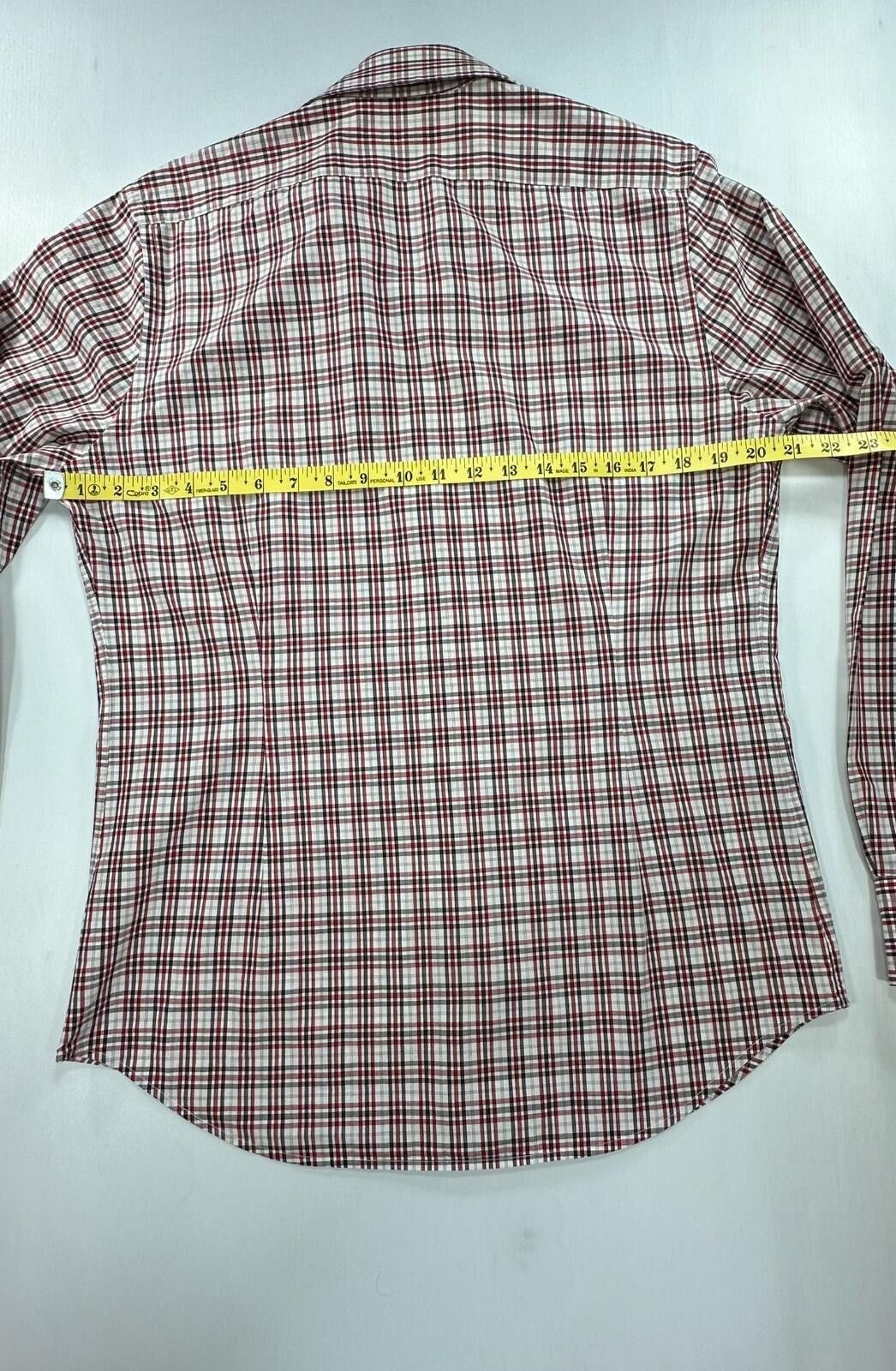 Express Express Fitted Striped/Check Button Up Red Mens M 15-15.5 Size US M / EU 48-50 / 2 - 4 Thumbnail