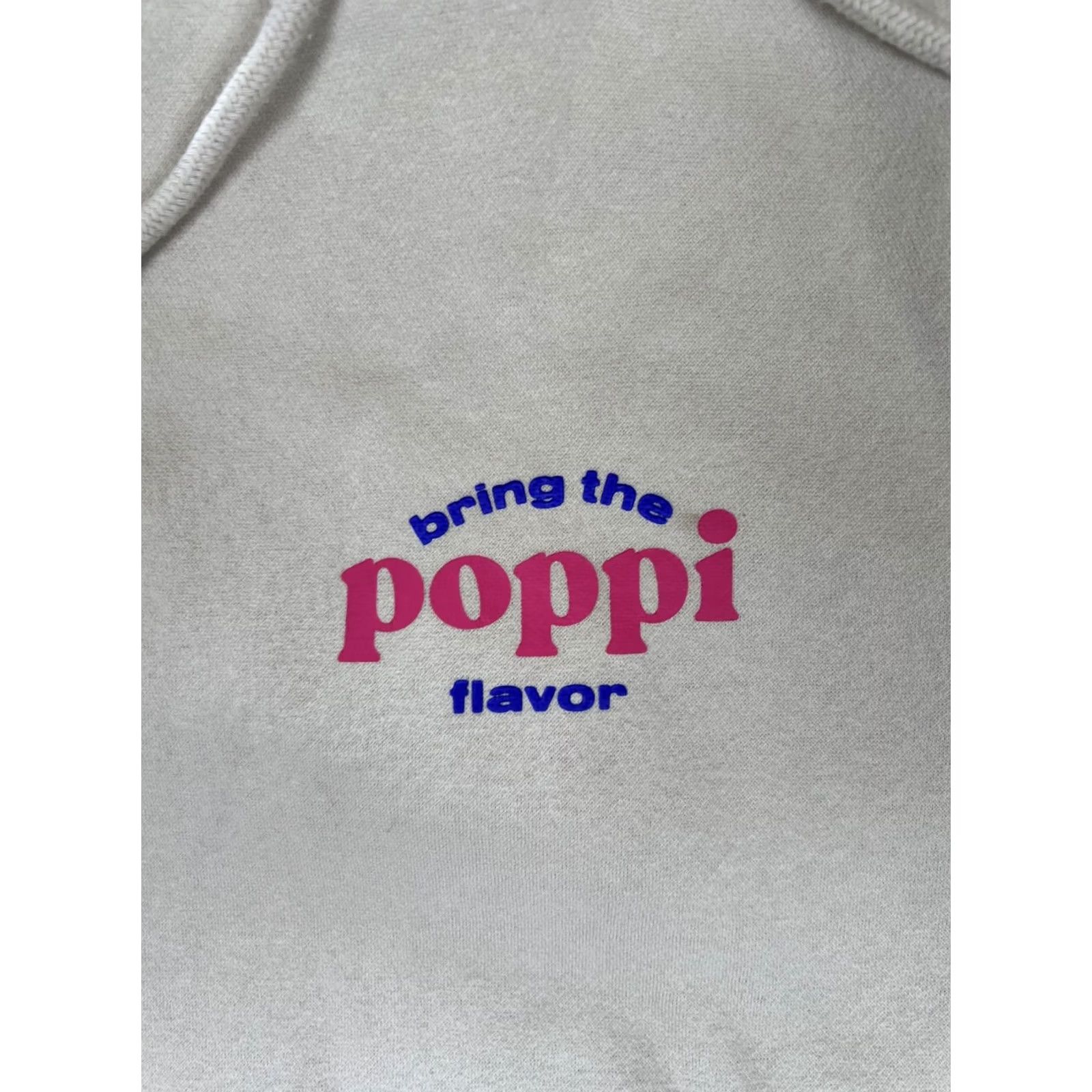 Vintage Poppi Hoodie Mens M Beige Graphic Print Fleece Pullover with Hooded Kangaroo Pocket Size US M / EU 48-50 / 2 - 2 Thumbnail