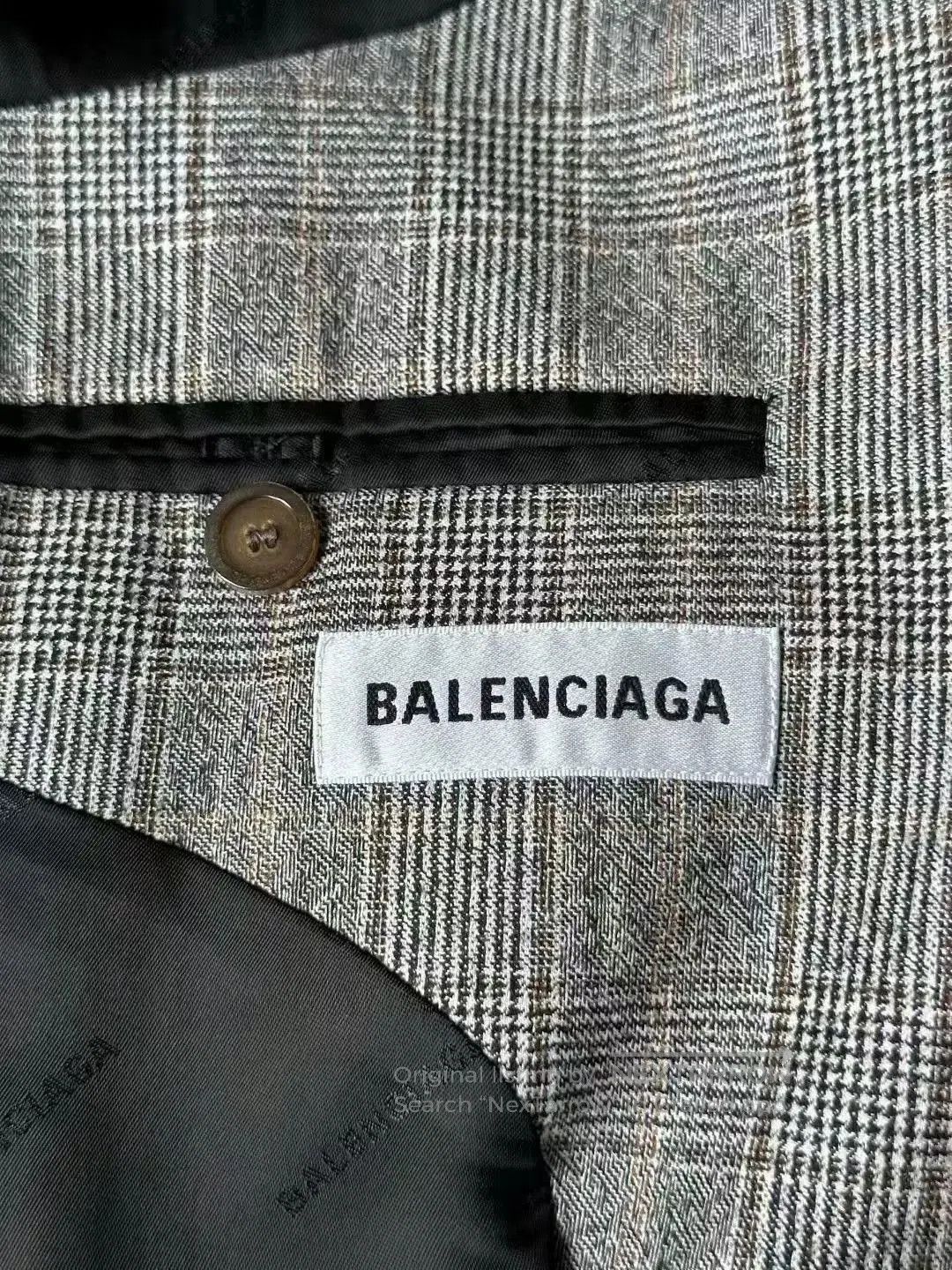 Balenciaga gray plaid suit jacket with sleeve tags. Size US M / EU 48-50 / 2 - 3 Thumbnail