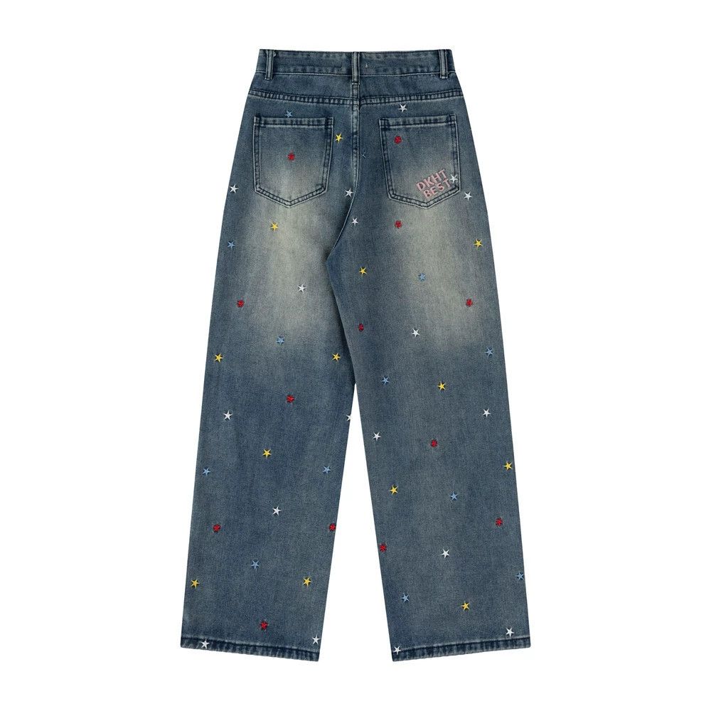 Jean Men's washed vintage loose straight star jeans Size US 32 / EU 48 - 2 Thumbnail