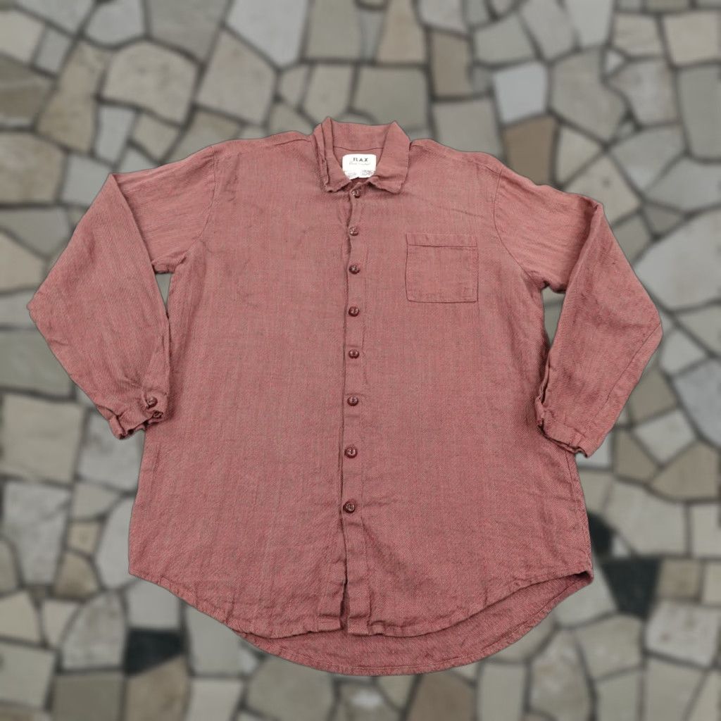 FLAX Flax Shirt Womens Small Red Long Sleeve Button Front Linen Pocket Casual Top ^ Size S / US 4 / IT 40 - 1 Thumbnail
