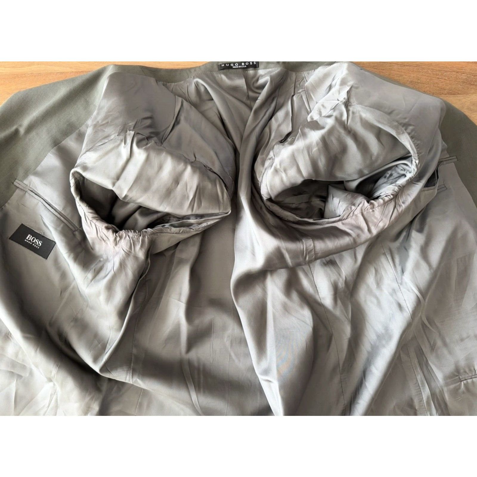 Hugo Boss VINTAGE Hugo Boss Green Einstein Blazer Mens 46L Ventless Sport Jacket Coat USA Size 46R - 4 Thumbnail