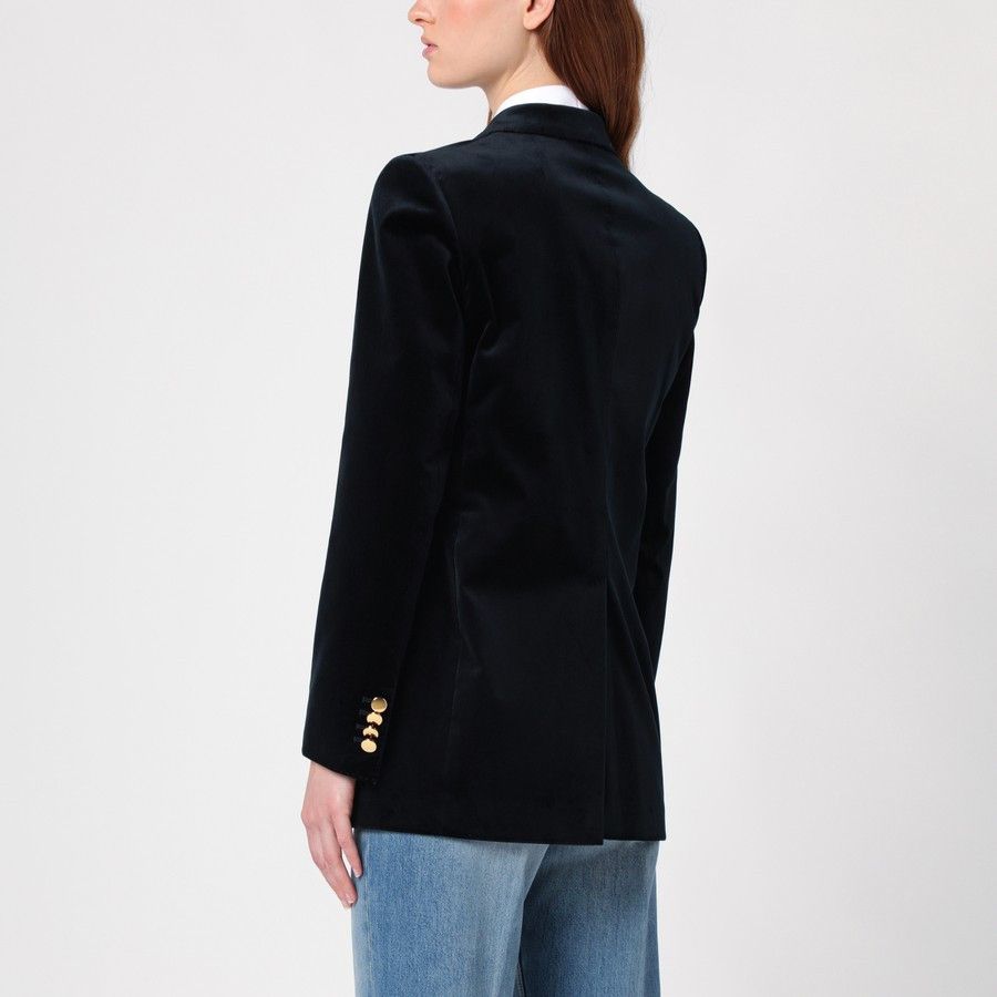Tagliatore o1d2blof1024 Double-Breasted Jacket In Blue Velvet Size L / US 10 / IT 46 - 3 Thumbnail