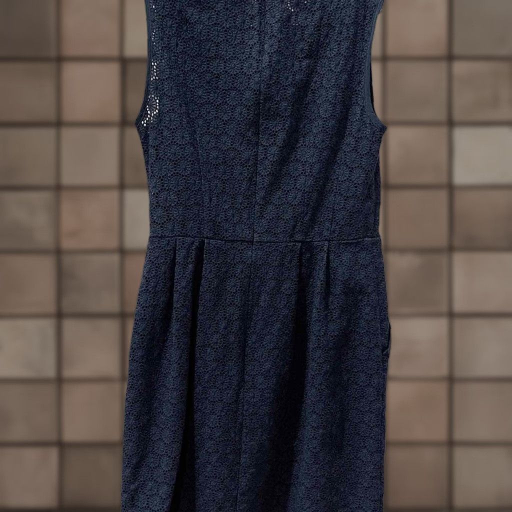 Nanette Lepore Nanette Lepore Dress Crochet Pattern Size 4 Sleeveless A-Line Knee Length Blue 100% Cotton Size S / US 4 / IT 40 - 1 Thumbnail
