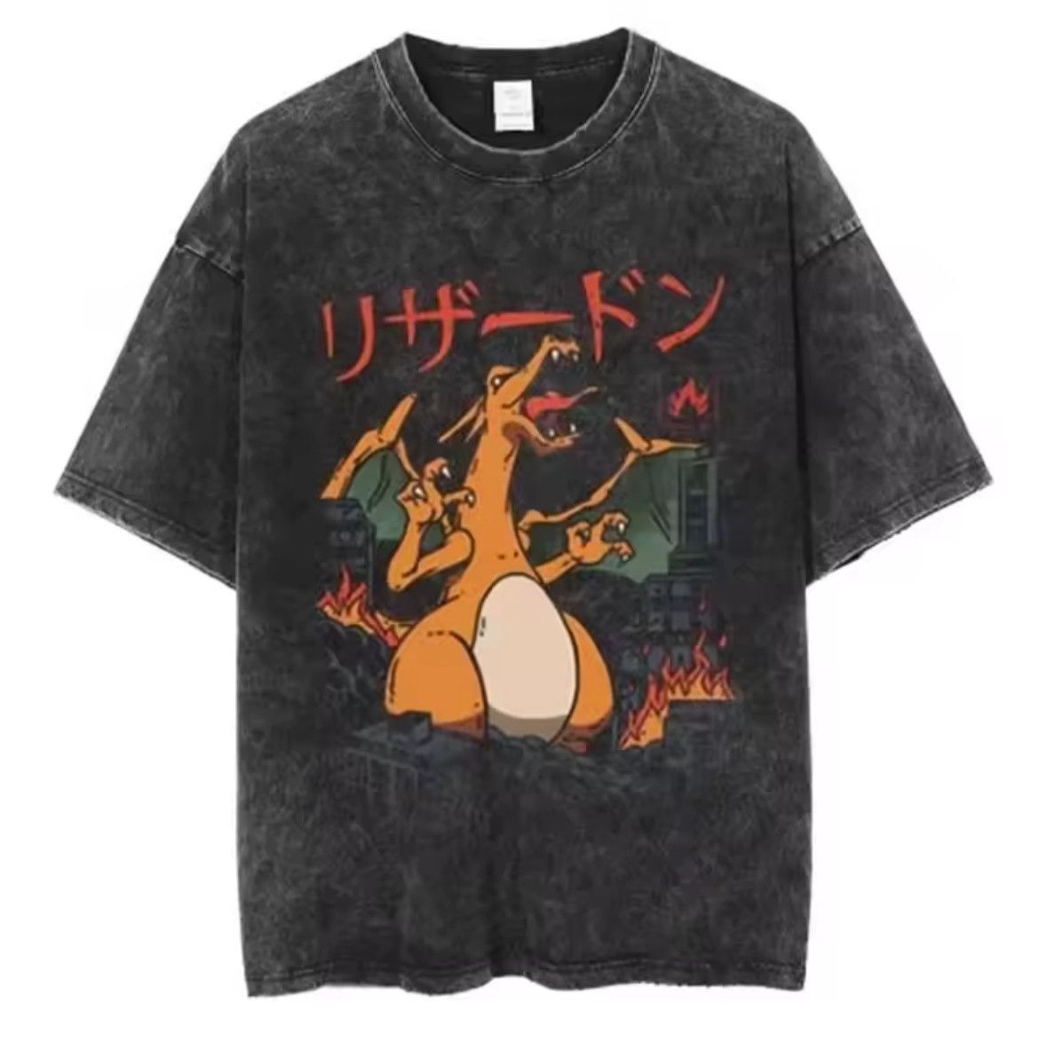 Japanese Brand Y2K Vintage Punk Charizard Anime Washed Black T-Shirt Size US XL / EU 56 / 4 - 1 Thumbnail