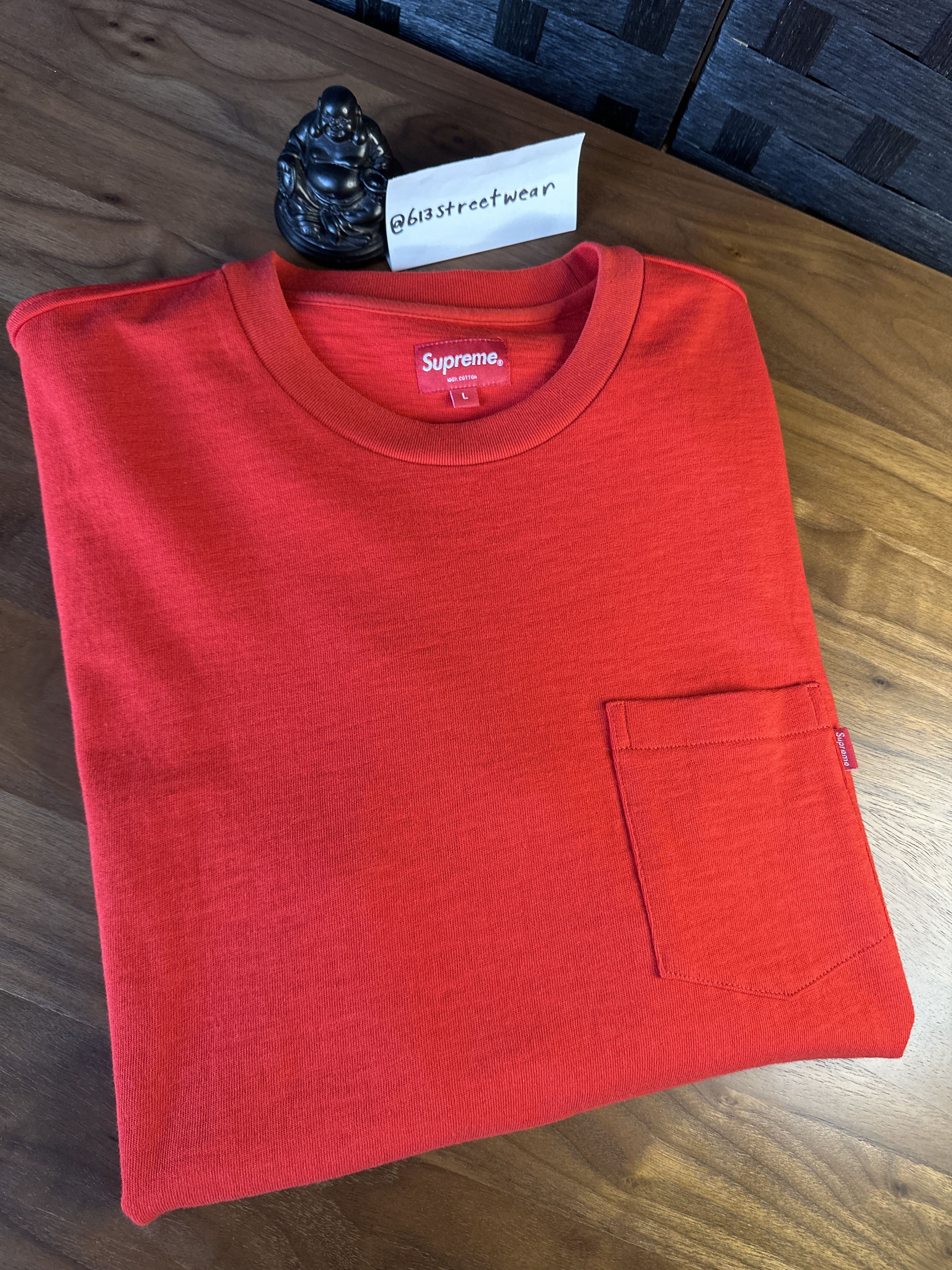 image of Supreme Tee With Pocket in Red, Men's (Size Large)