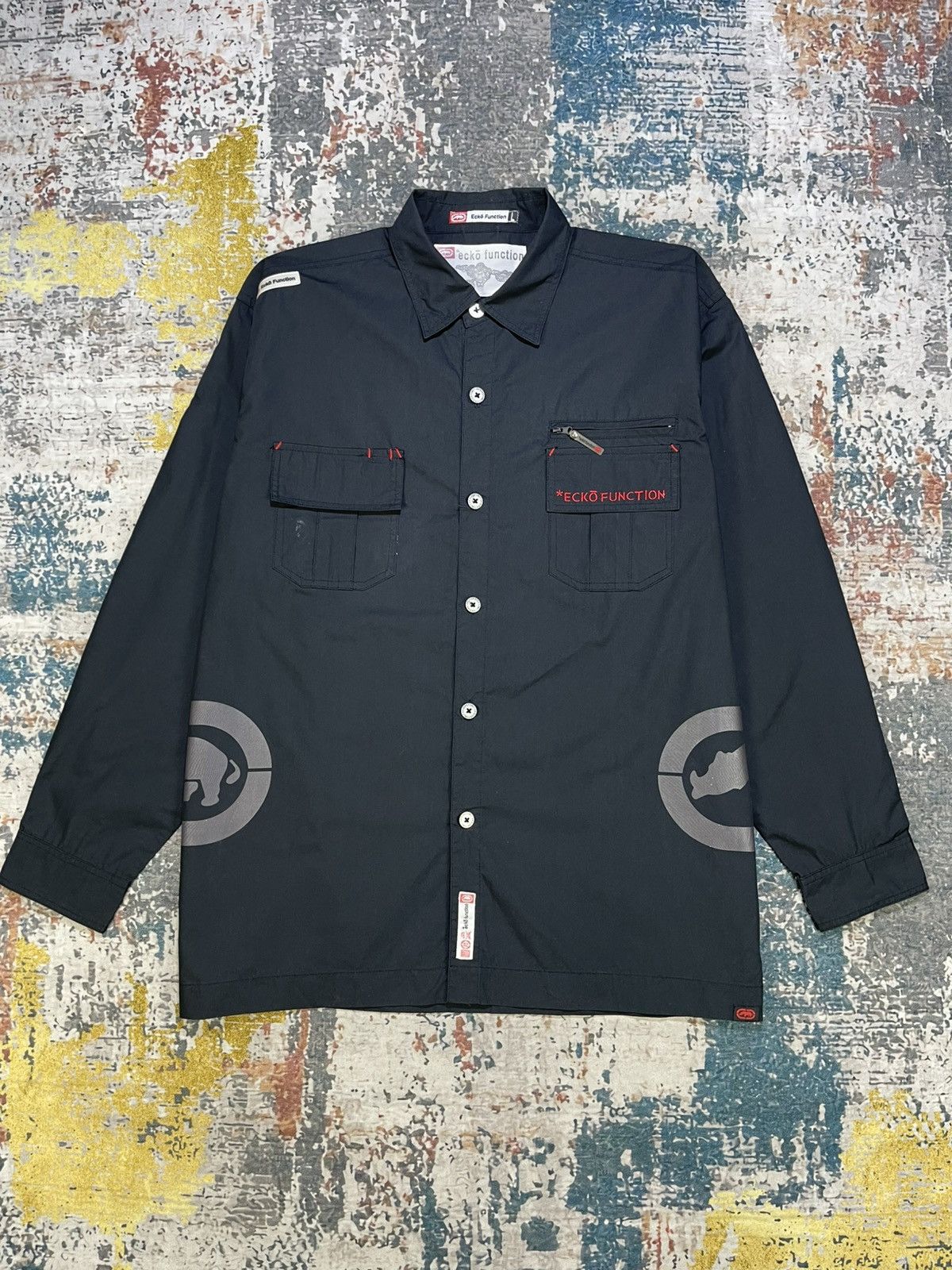 Ecko Unltd. Ecko Function Back Hit Logo Button Up Skate Shirt Size US L / EU 52-54 / 3 - 15 Thumbnail