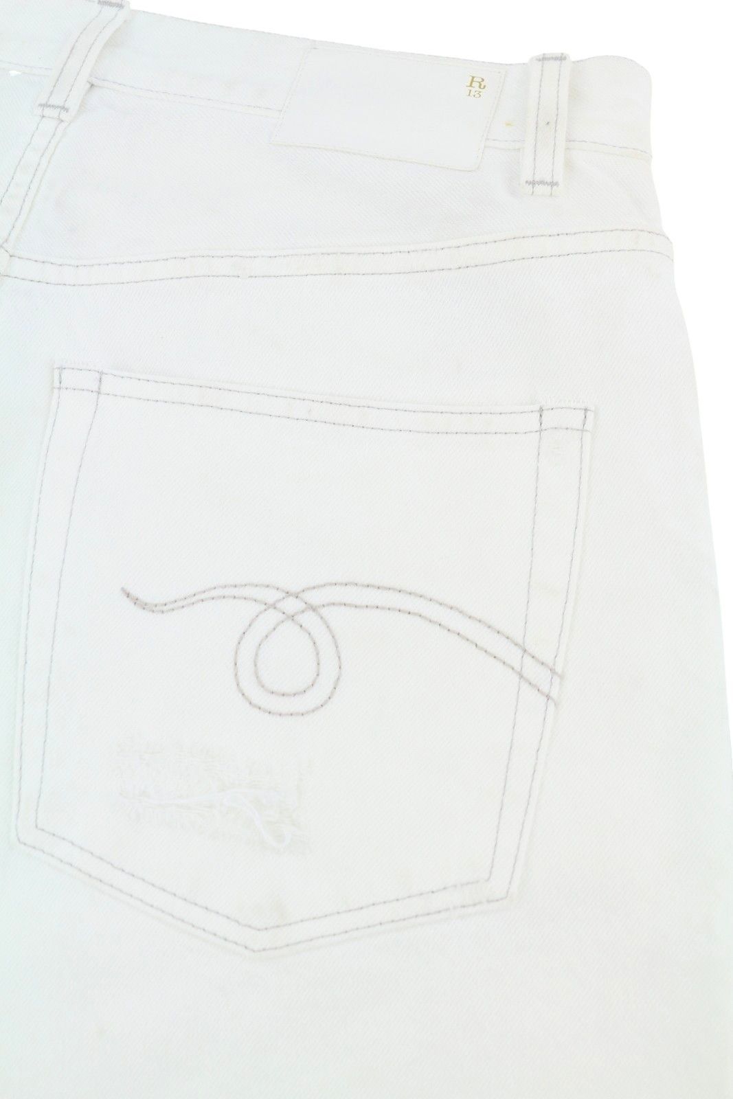 R13 MARKY DROP 27 Nico White Ripped Light Denim Shorts 86198 Size 27" / US 4 / IT 40 - 5 Thumbnail