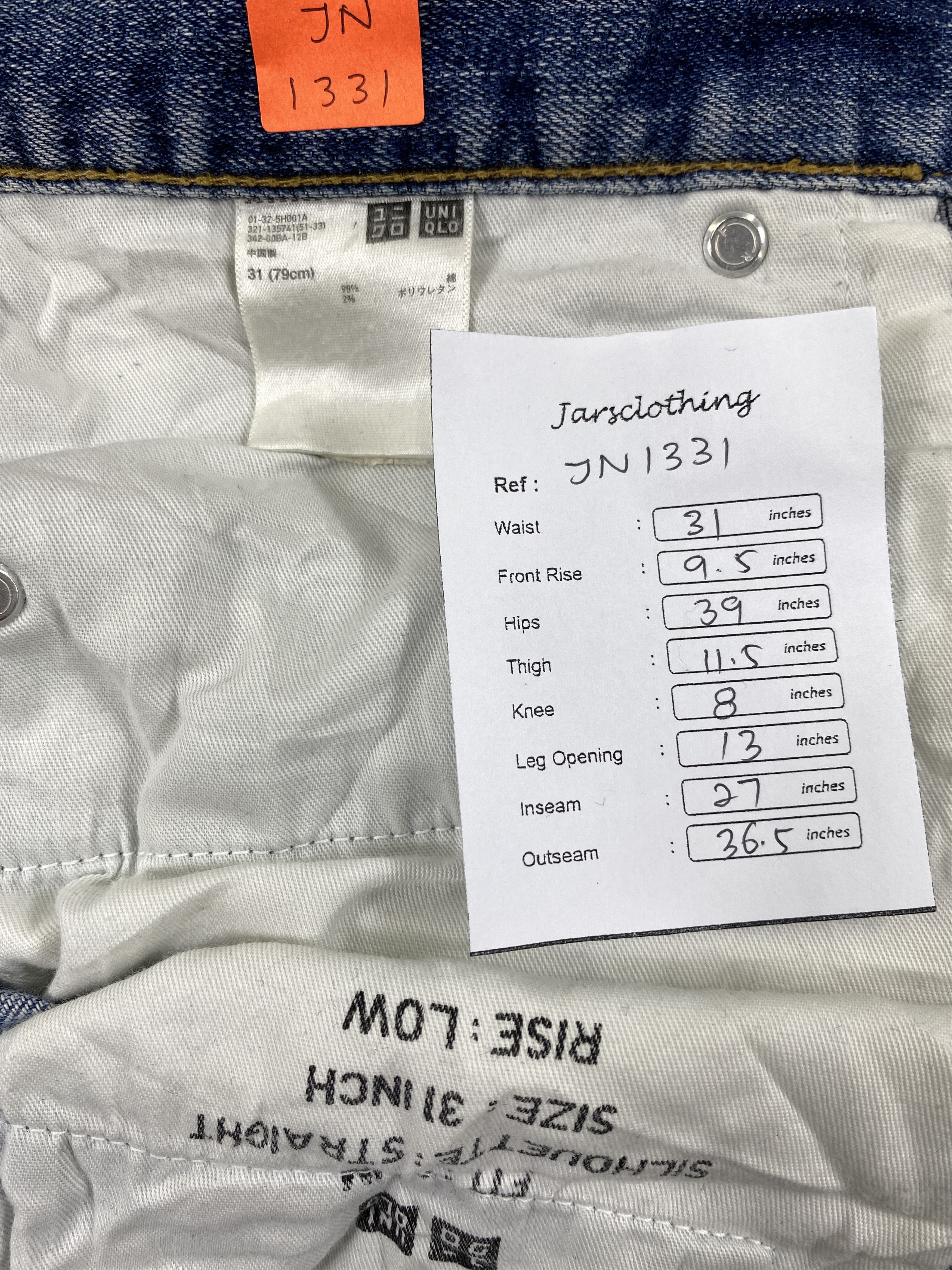 Japanese Brand Redline Distressed Blue Vintage Uniqlo 31x27 Denim -JN1331 Size US 31 - 7 Thumbnail